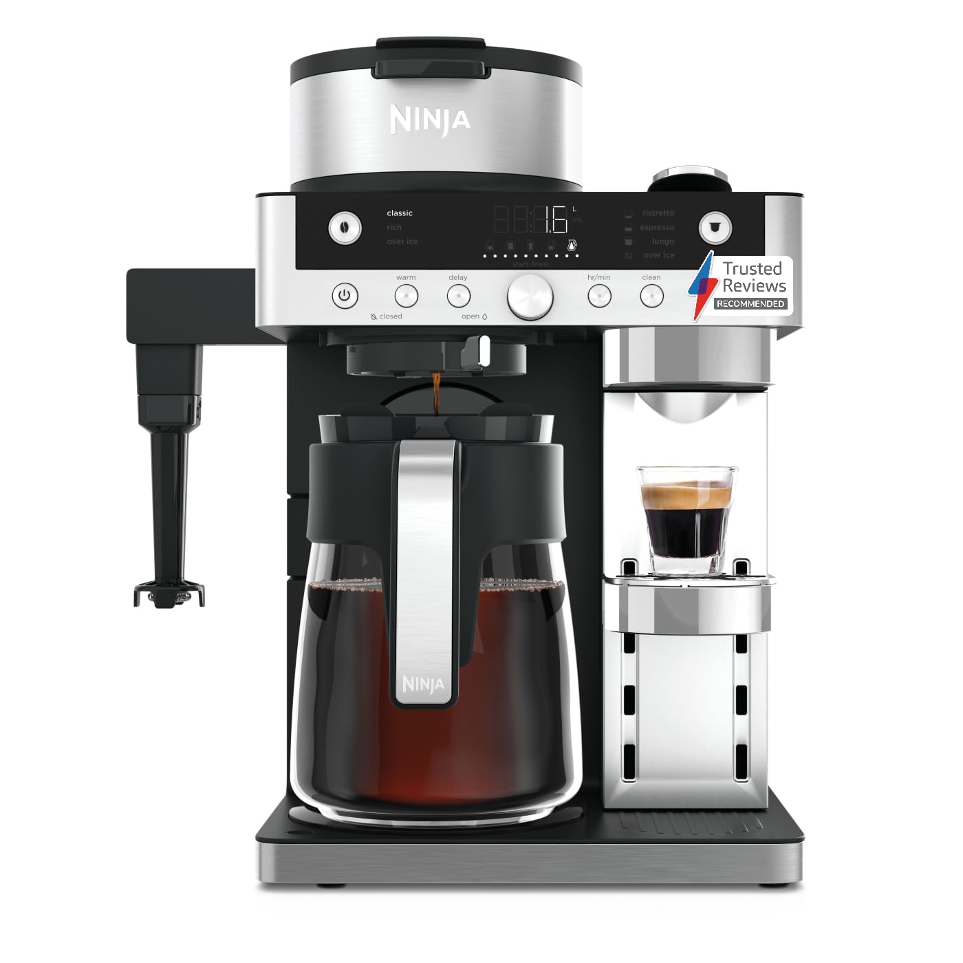 Ninja Prestige 2-in-1 Filter Coffee and Pod Capsule Machine with Built-in Milk Frother | Black