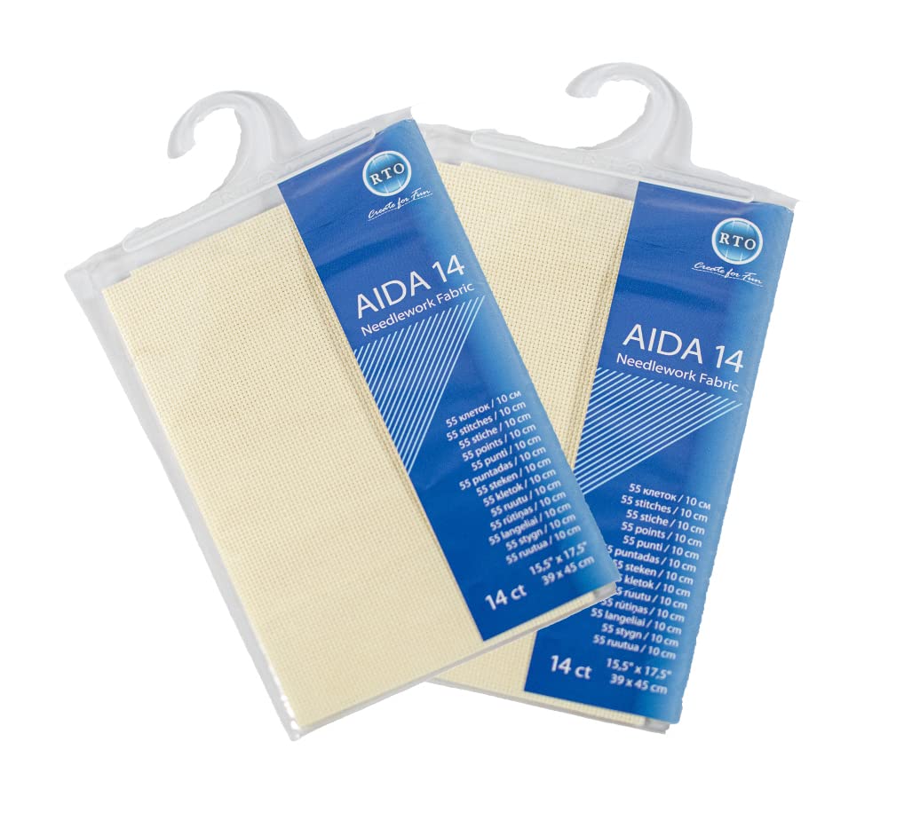 Mouldmaster Aida Fabric 14 Count Ivory | 100% Cotton Precut Pack of Two (39cm x 45cm) 1
