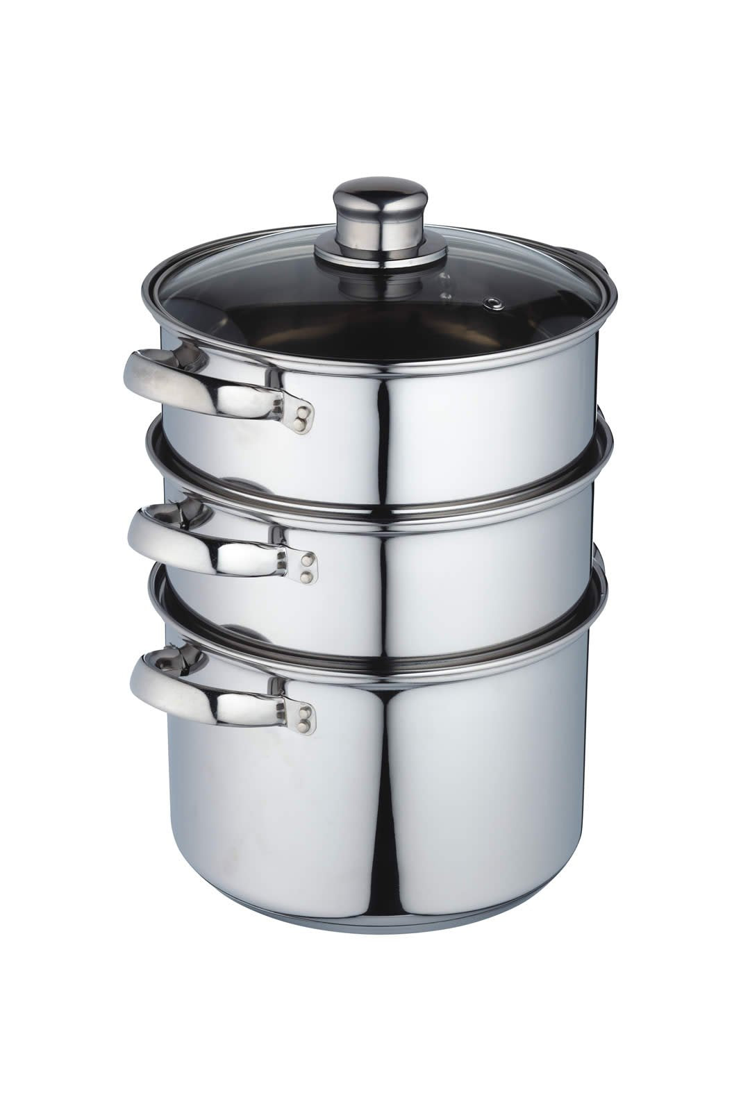 Kitchen Craft 3 Tier Stainless Steel Food Steamer Pan with Glass Lid | Induction Safe | 20 cm Diameter 2