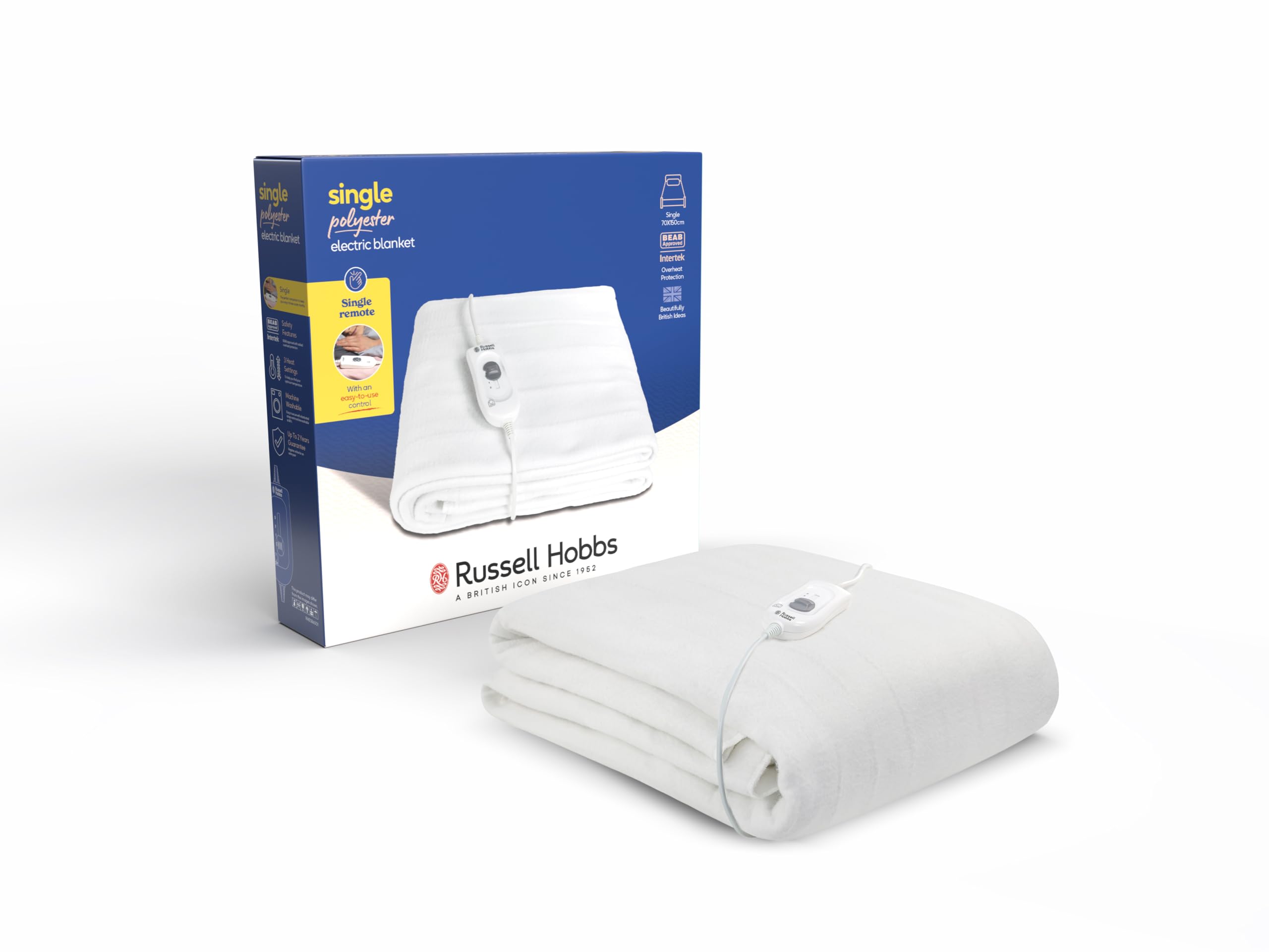 Russell Hobbs Heated Single Fitted Underblanket | 3 Heat Settings | Machine Washable | 70 x 150cm 1