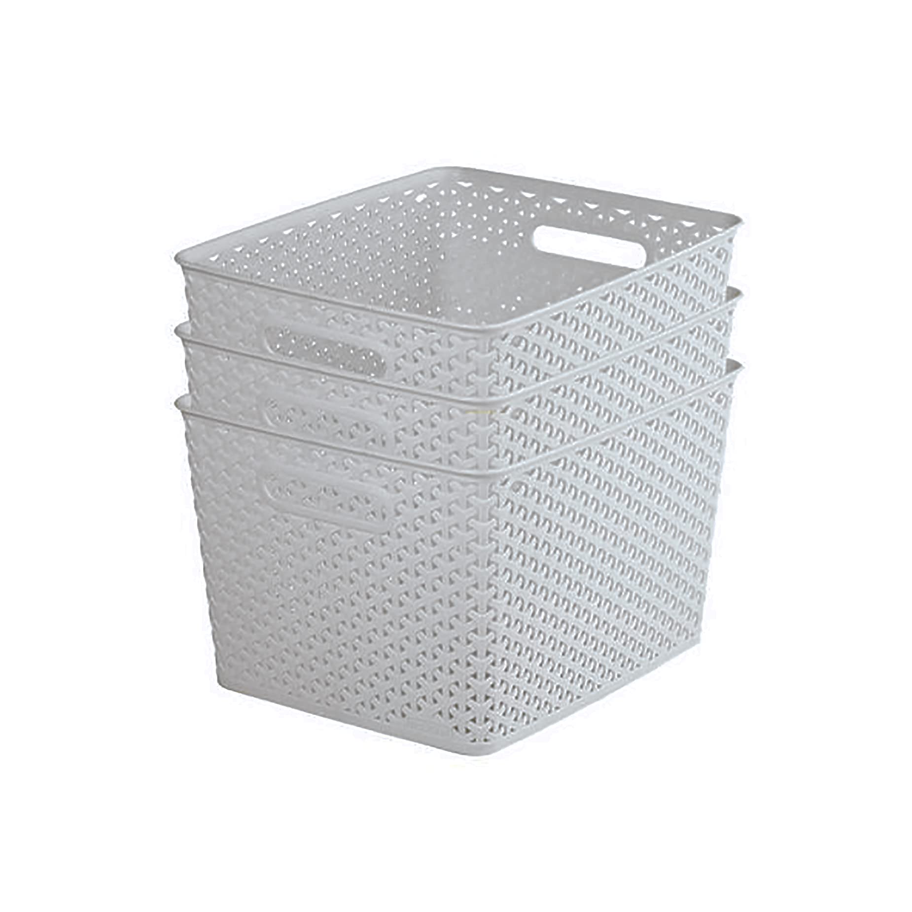 CURVER My Style Rattan Effect Shelf Baskets - Set of 3, Grey, 18L Capacity | W36 x D30 x H22 cm 1