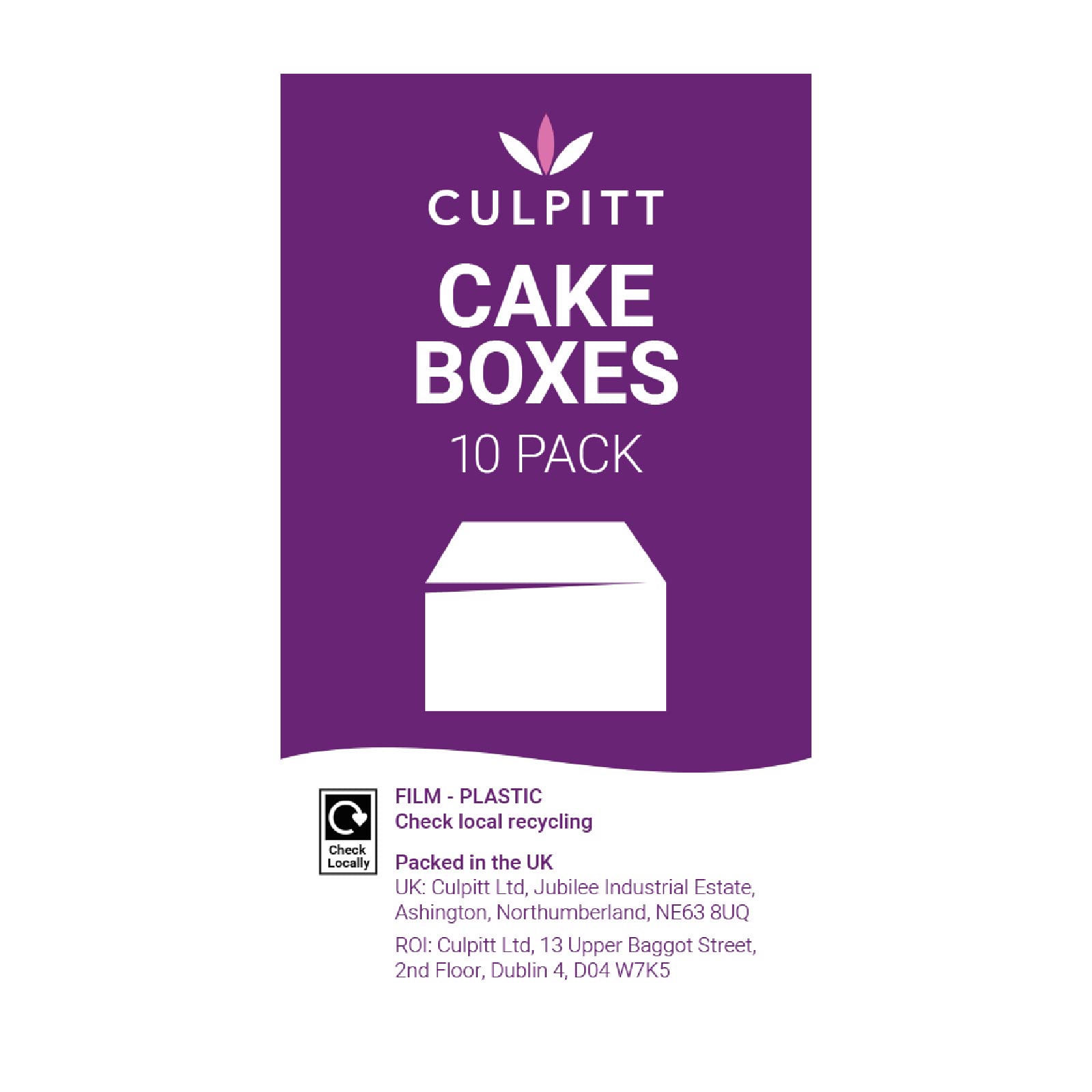 Culpitt 10 Pack White Cake Boxes with Glued Lid, 10 Inch Square, 254 x 254 x 152mm 5