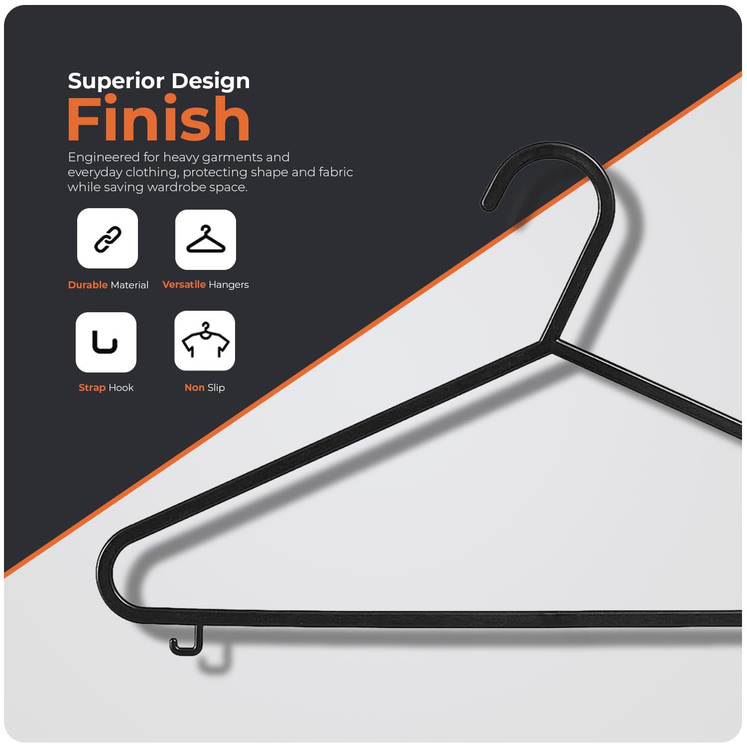 Scott 11 Plastic Coat Hangers - 25 Pack Black Slim Non-Slip for Suits & Trousers 5