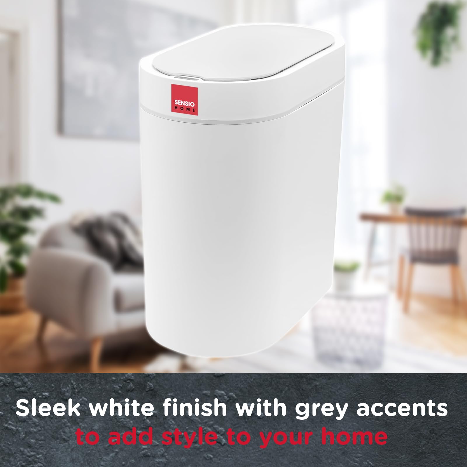 SENSIOHOME 5L Motion Sensor Trash Can - Waterproof IPX5 | Slim Design | White 6