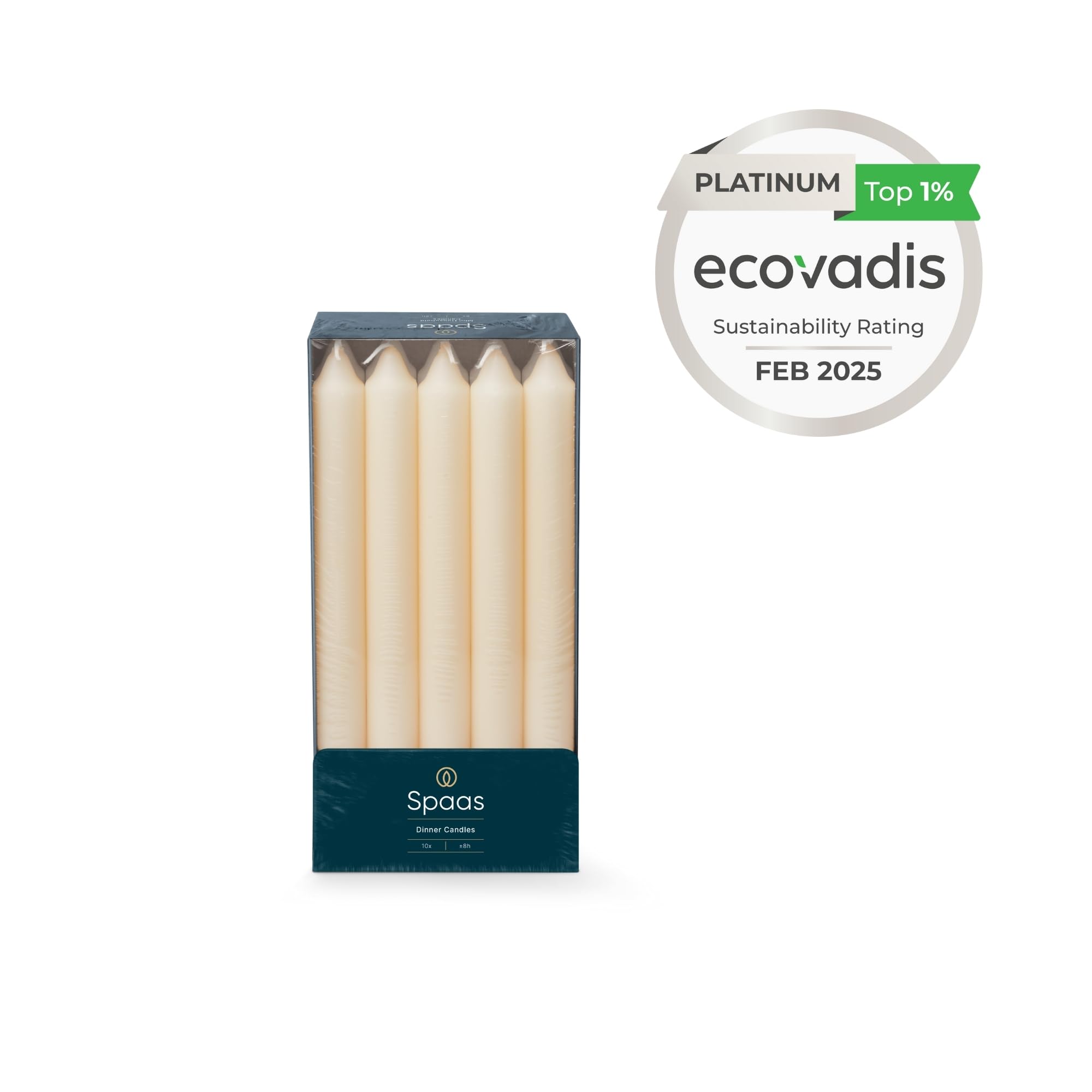 Spaas Unscented Dinner Candles - Ivory | 10 Pieces | 21x240mm | ± 8 Hour Burn Time 4