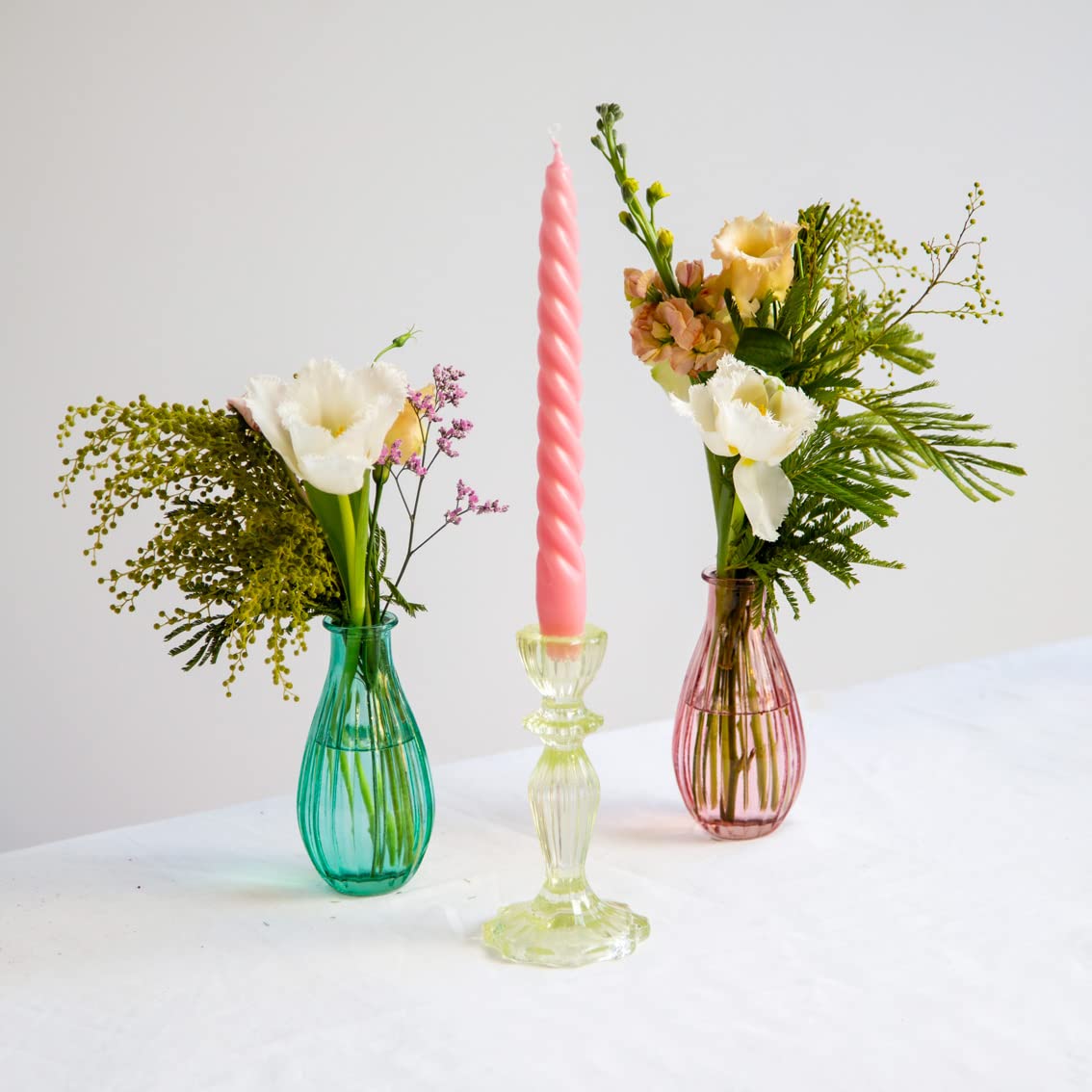 Talking Tables Green Glass Candlestick Holder - 16cm High | Fits Taper & Stick Candles | Glass 8