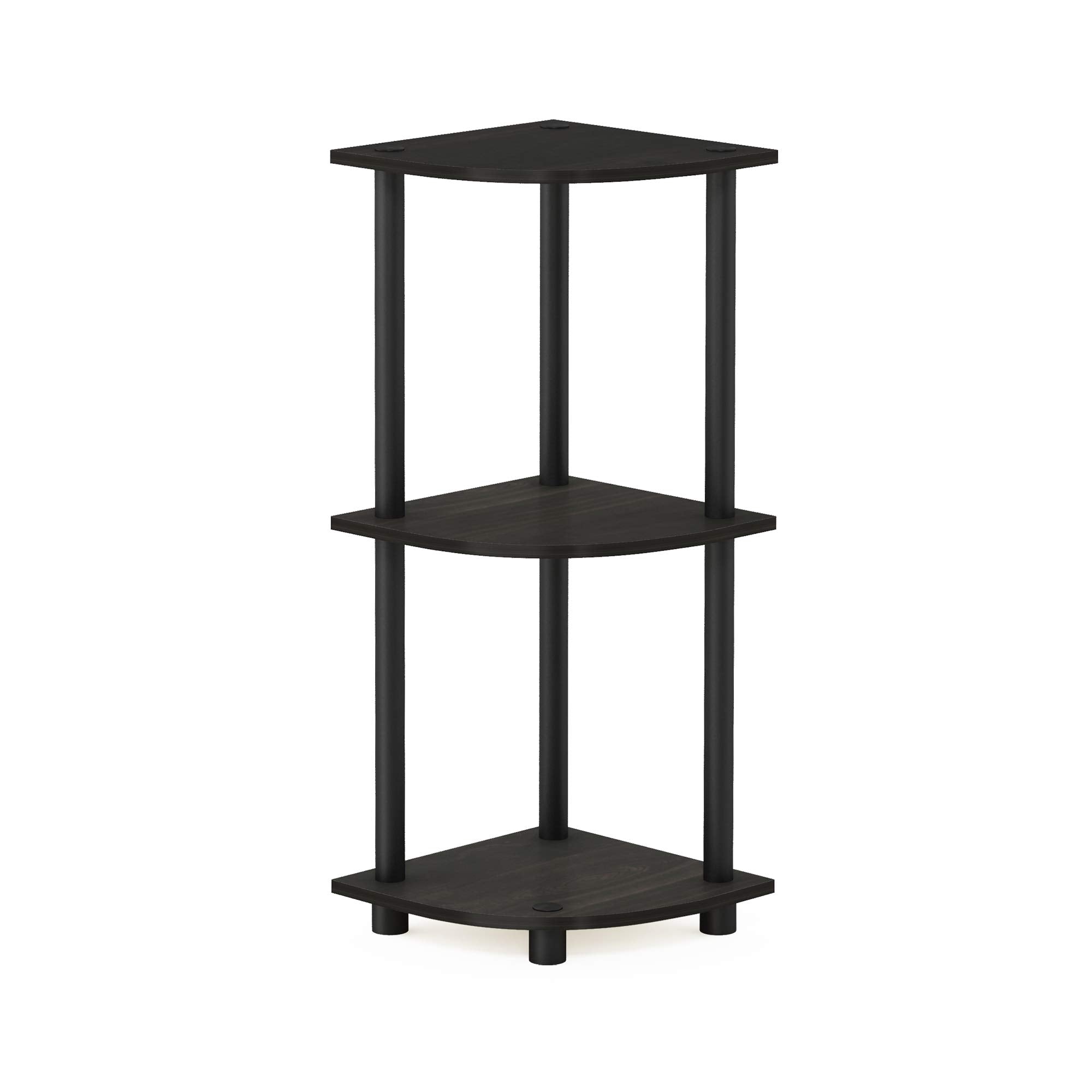Furinno TURN-N-TUBE Corner Shelf - 3-Tier Open Display | Espresso/Black | Freestanding 6