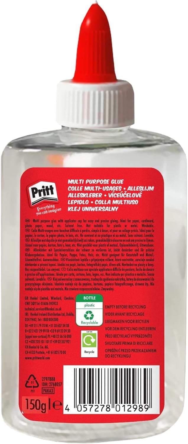 Unibond Pritt PVA Multi Glue - Solvent Free & Washable | 145ml Clear Liquid 2
