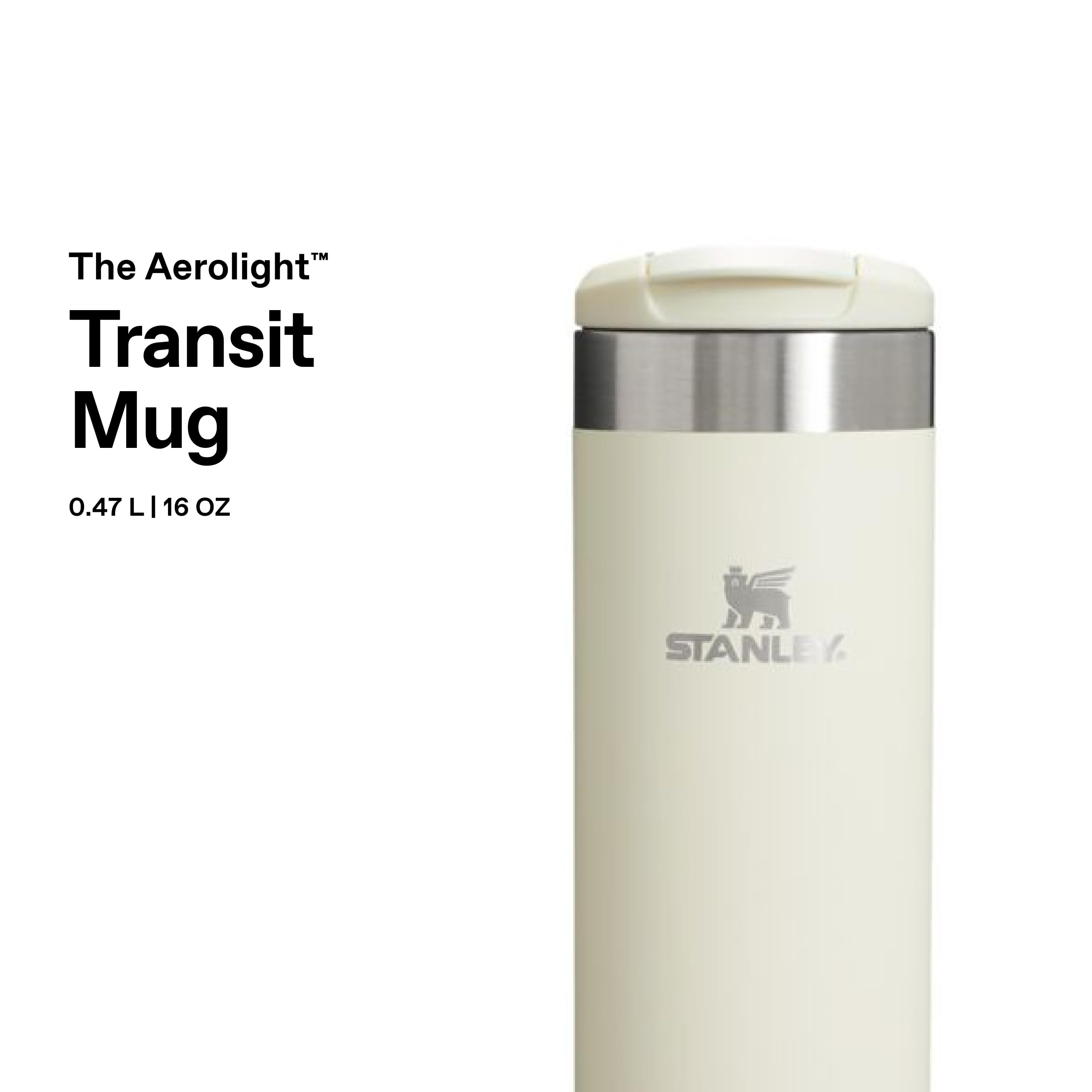 STANLEY Aerolight Transit Travel Mug 0.47L | 6 Hrs Hot, 8 Hrs Cold | Leakproof | Cream Gloss 3