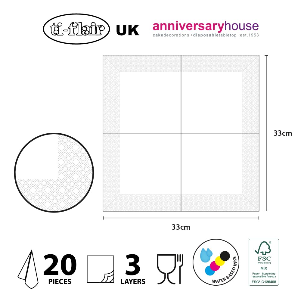 Anniversary House Tiflair Shoal of Blue Fish Lunch Napkins - 3 Ply, Pack of 1 | 33 x 33cm