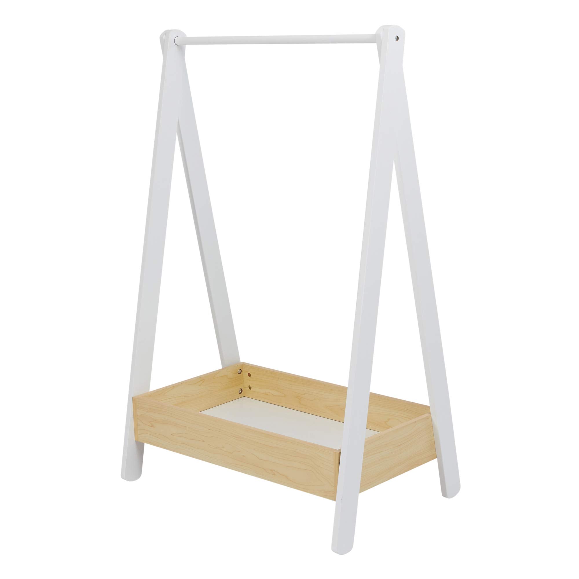 Liberty House Toys Wooden Kids Dressing Rail Unit - White & Pine | H98.5cm 5