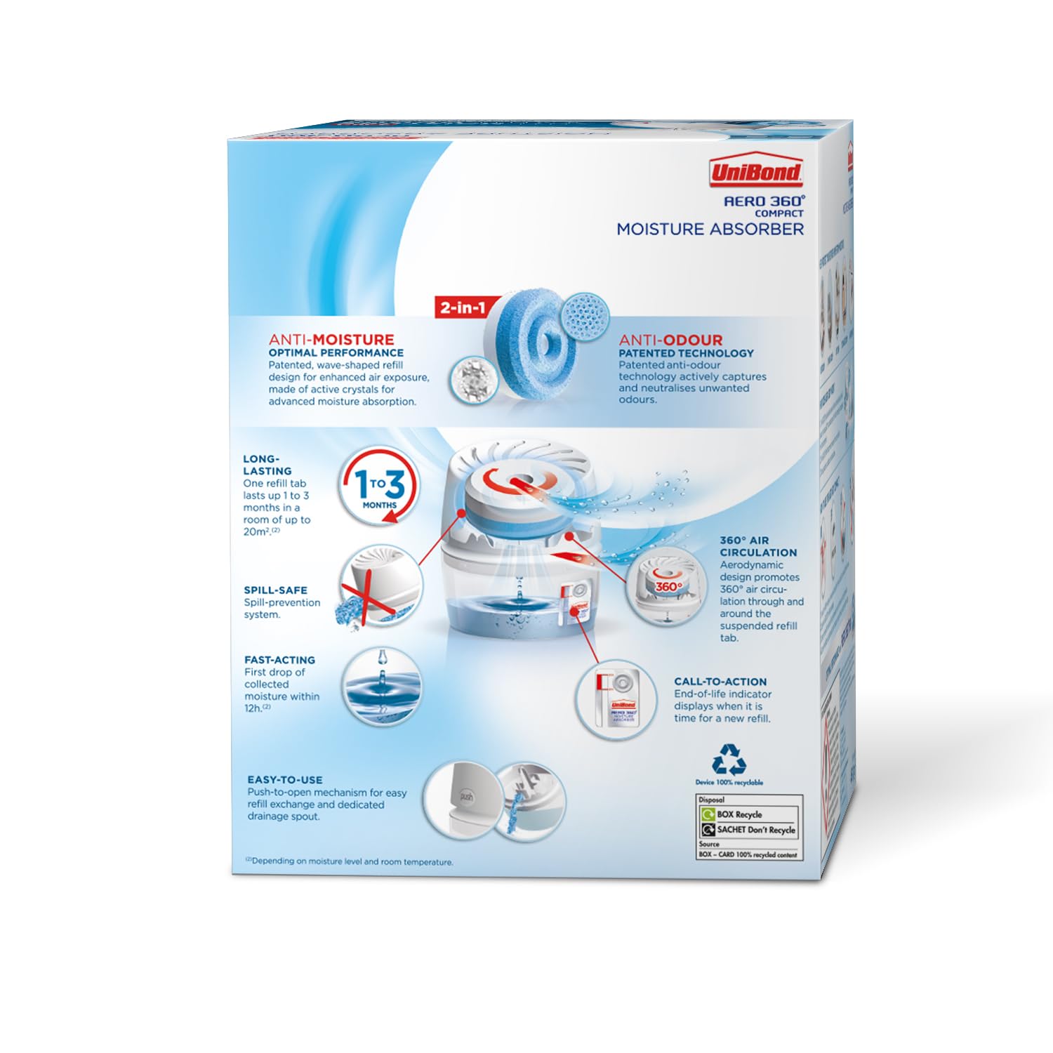 Unibond AERO 360° Humidity Absorber with 1x Refill - Controls Moisture & Odour | Up to 20m² 3