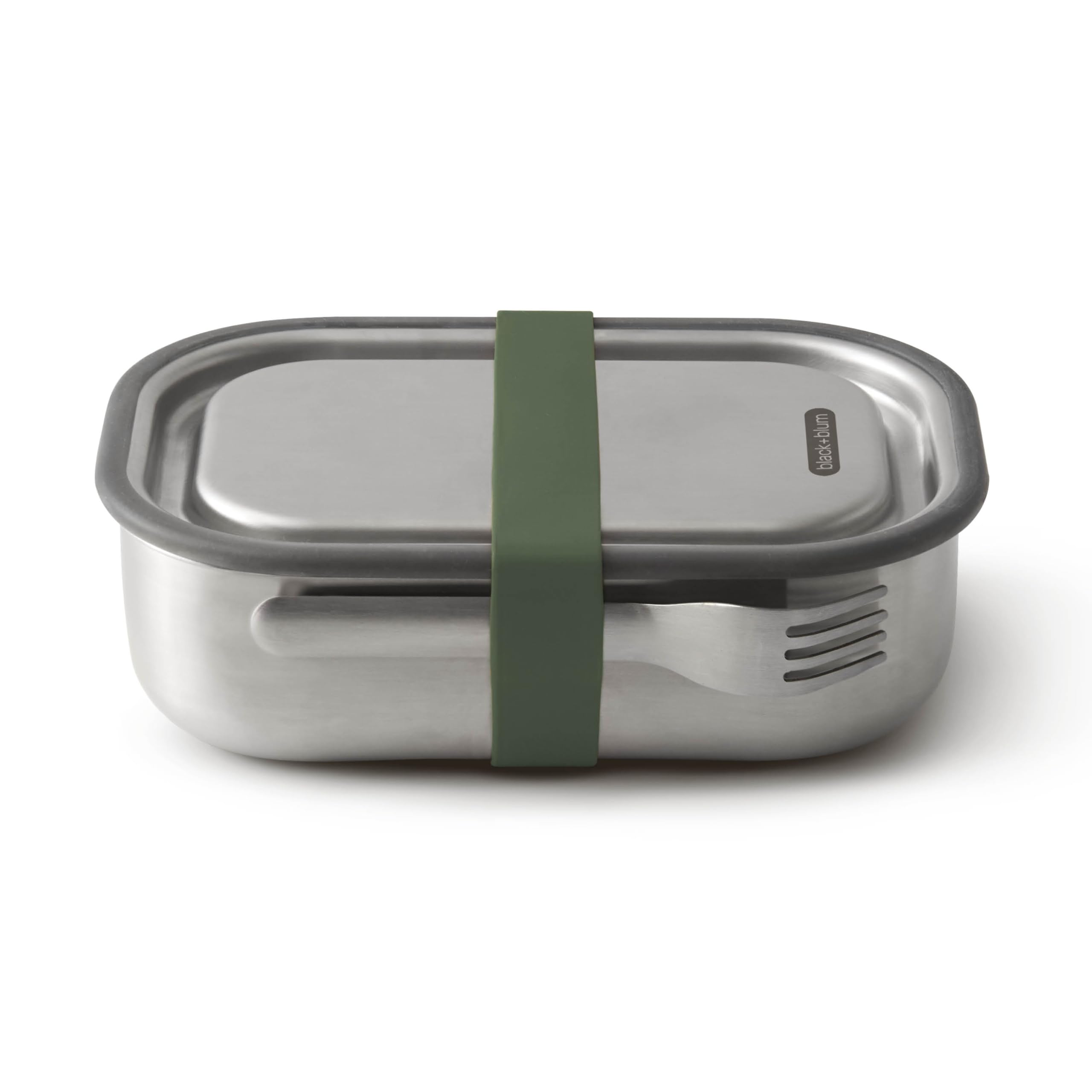 BLACK + BLUM Stainless Steel Lunch Box - Leak Proof 3-in-1 Bento Box with Divider | Olive 1