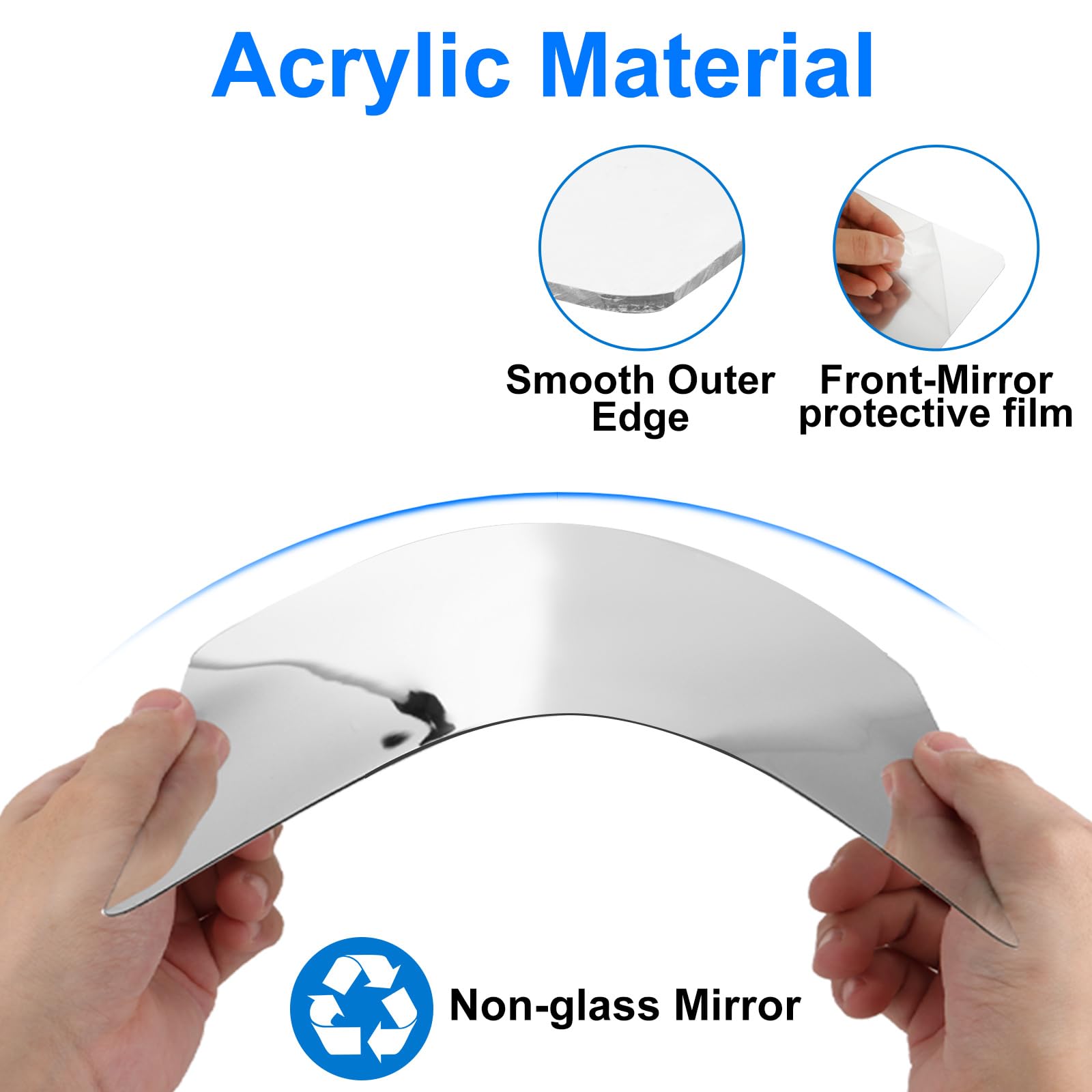 ASelected 6 Pack Self Adhesive Mirror Tiles 20x20 cm - Lightweight Acrylic for Home & Gym | Easy Installation 3