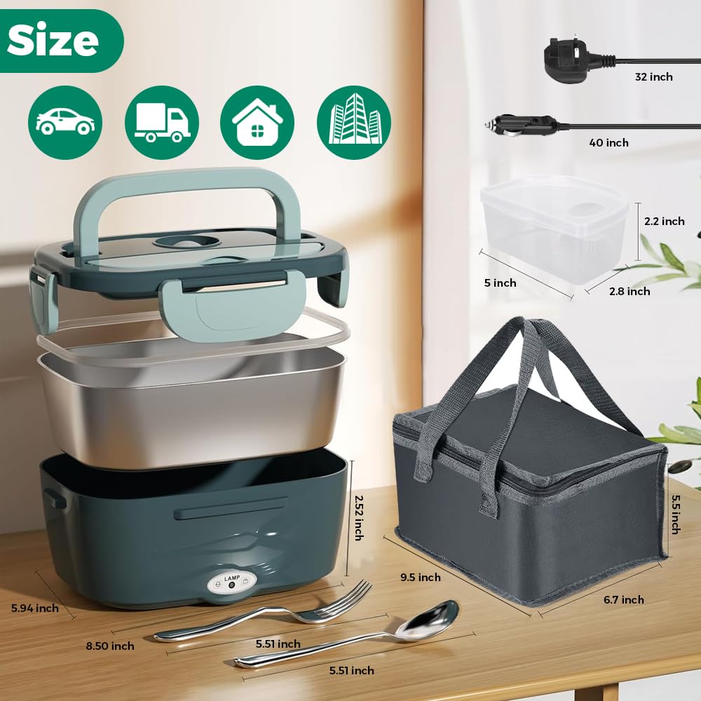 Electric Lunch Box Adults & Thermal Heated Lunchbox with Compartments for F 6