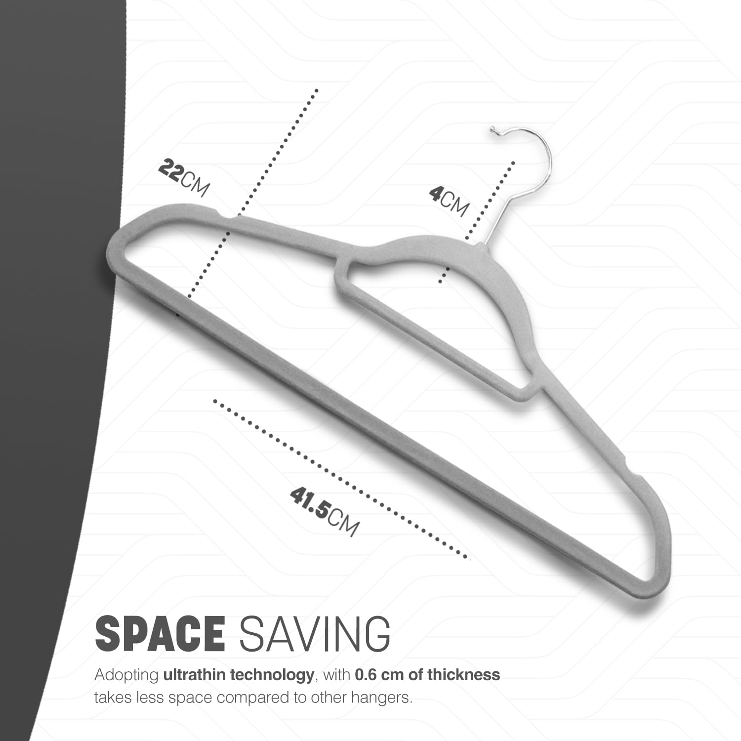 KEPLIN Velvet Hangers - 20 Pack Non-Slip Clothes Hangers with Tie Bar | 4.5kg Capacity | Grey