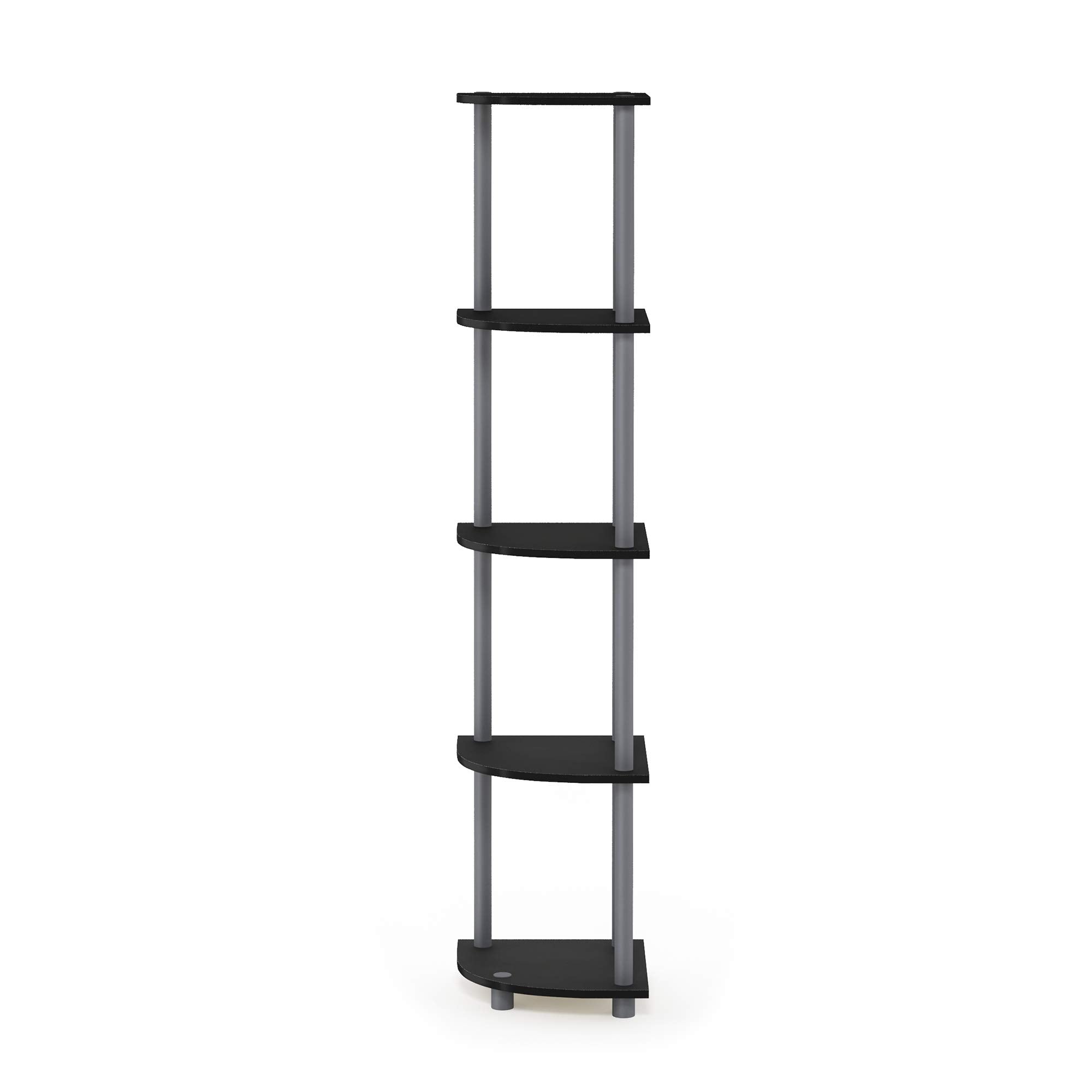 Furinno TURN-N-TUBE 5-Tier Corner Shelf Bookshelf | Black/Grey | Freestanding 8