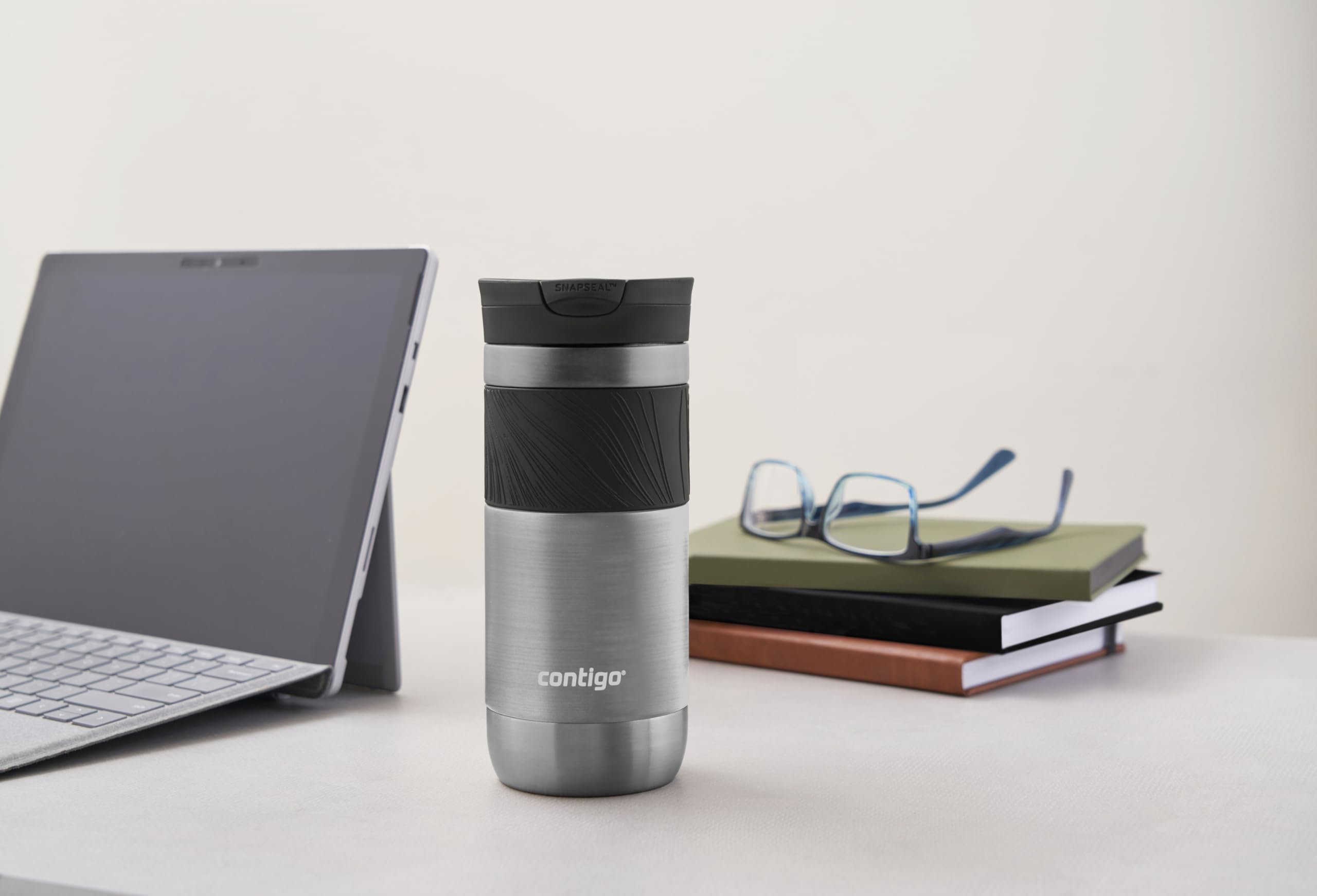 Contigo Byron Snapseal Travel Mug - 100% Leakproof | Keeps Hot 7 Hrs, Cold 12 Hrs | 470 ml | Dark Stainless Steel 7