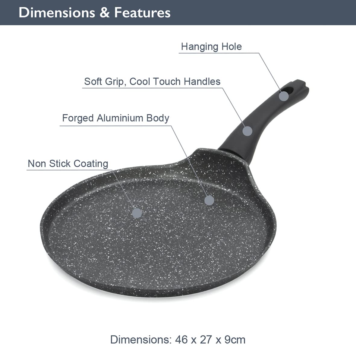 Blackmoor 26cm Non-Stick Pancake Pan - Suitable for Induction, Gas, Electric Hobs | Black 4