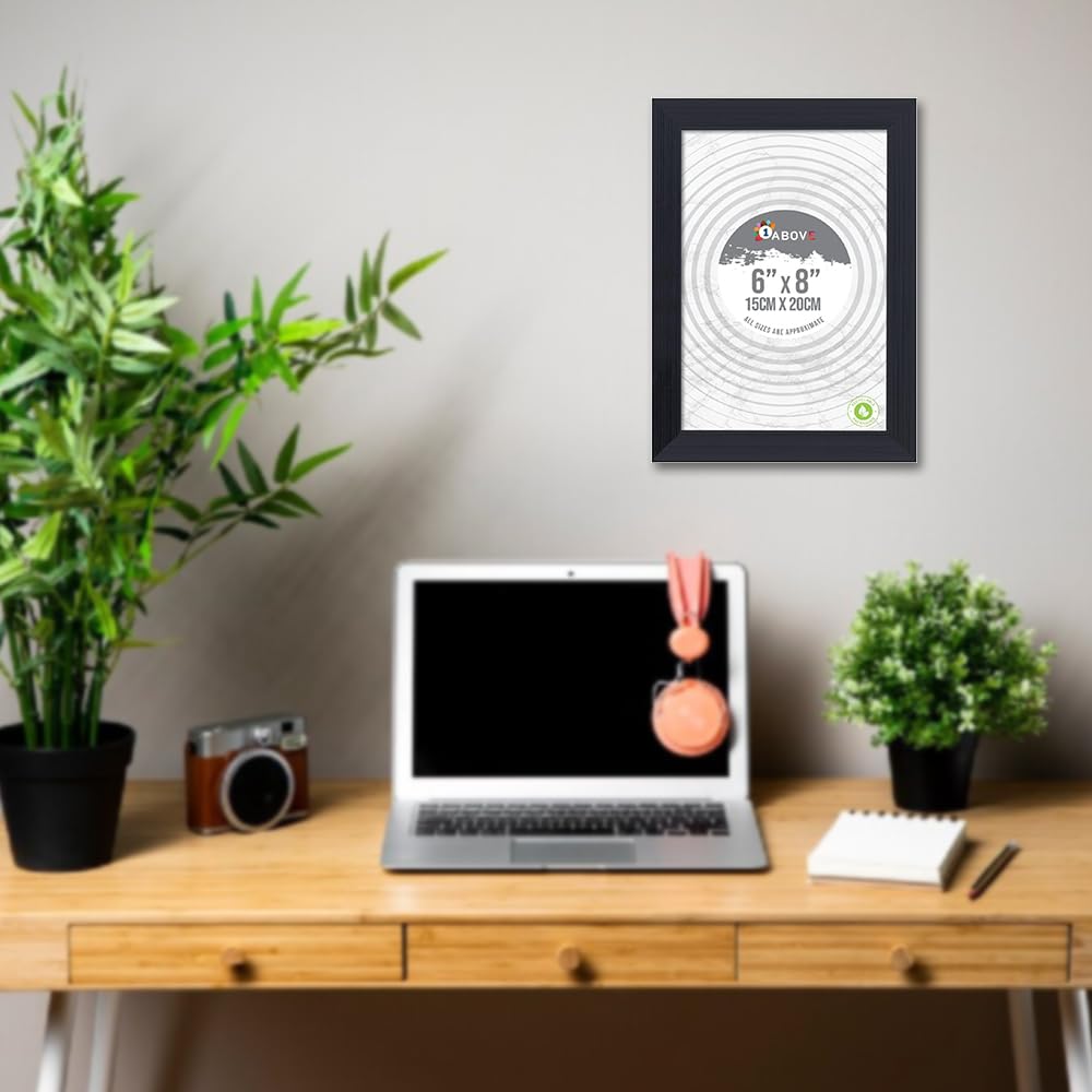 1ABOVE 6x8 Inch Black Ribbed Picture Frame | Freestanding & Wall Mount | Portrait/Landscape 7