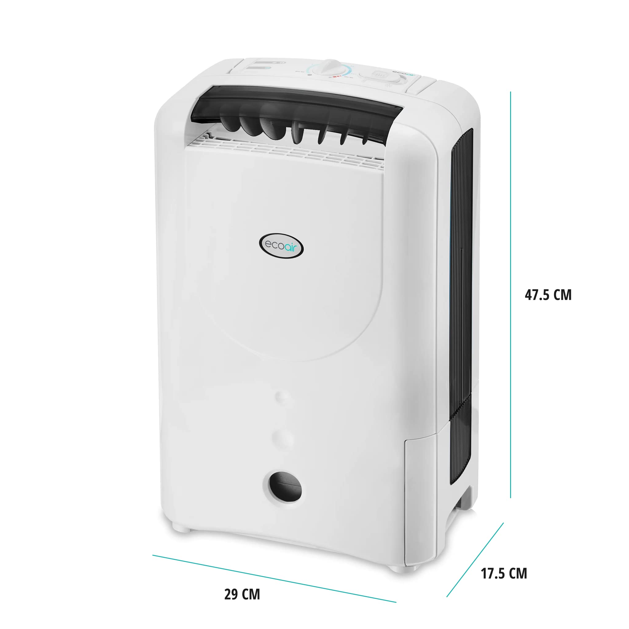 EcoAir DD1 Simple MK3 Black Desiccant Dehumidifier | 7.5 L/Day | 34dBA Quiet | Anti Bacterial Filter 8