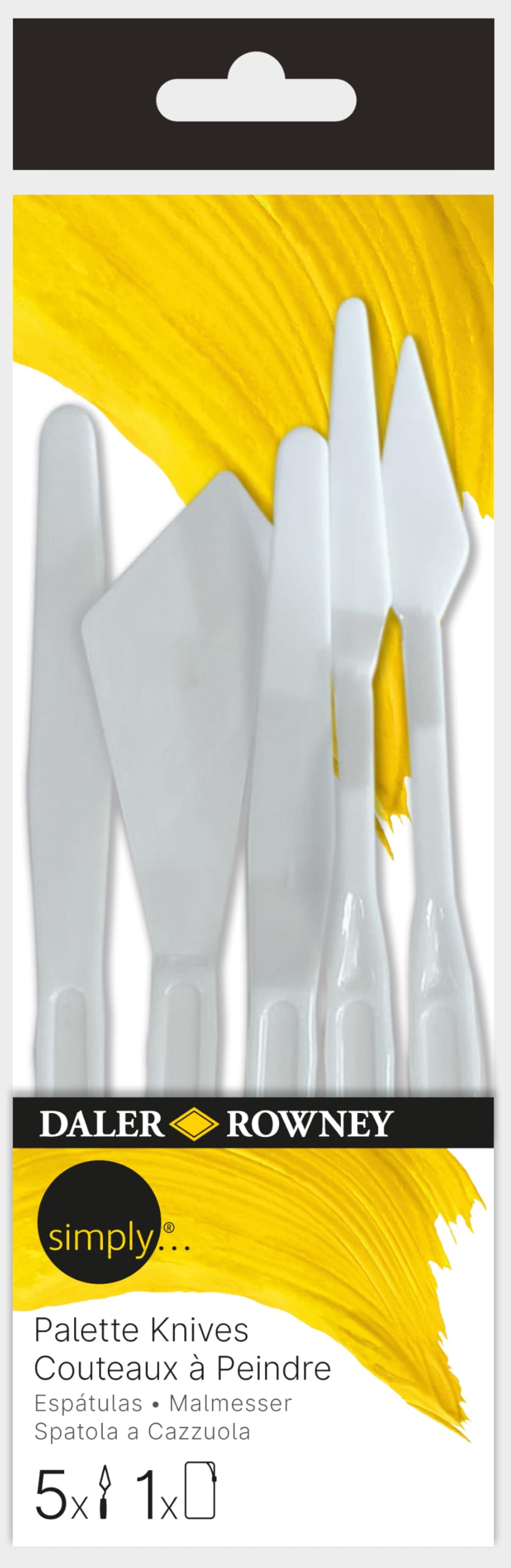 Daler Rowney Simply Plastic Spatula Set - 5 Pieces, White, Durable Plastic for Mixing Paints 1