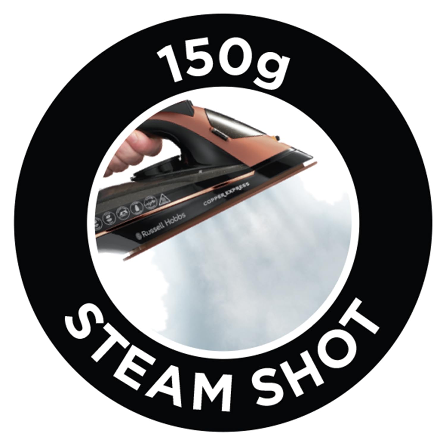 Russell Hobbs Steam Iron - 2600W Power | 150g Steam Shot | Copper Infused Soleplate 7
