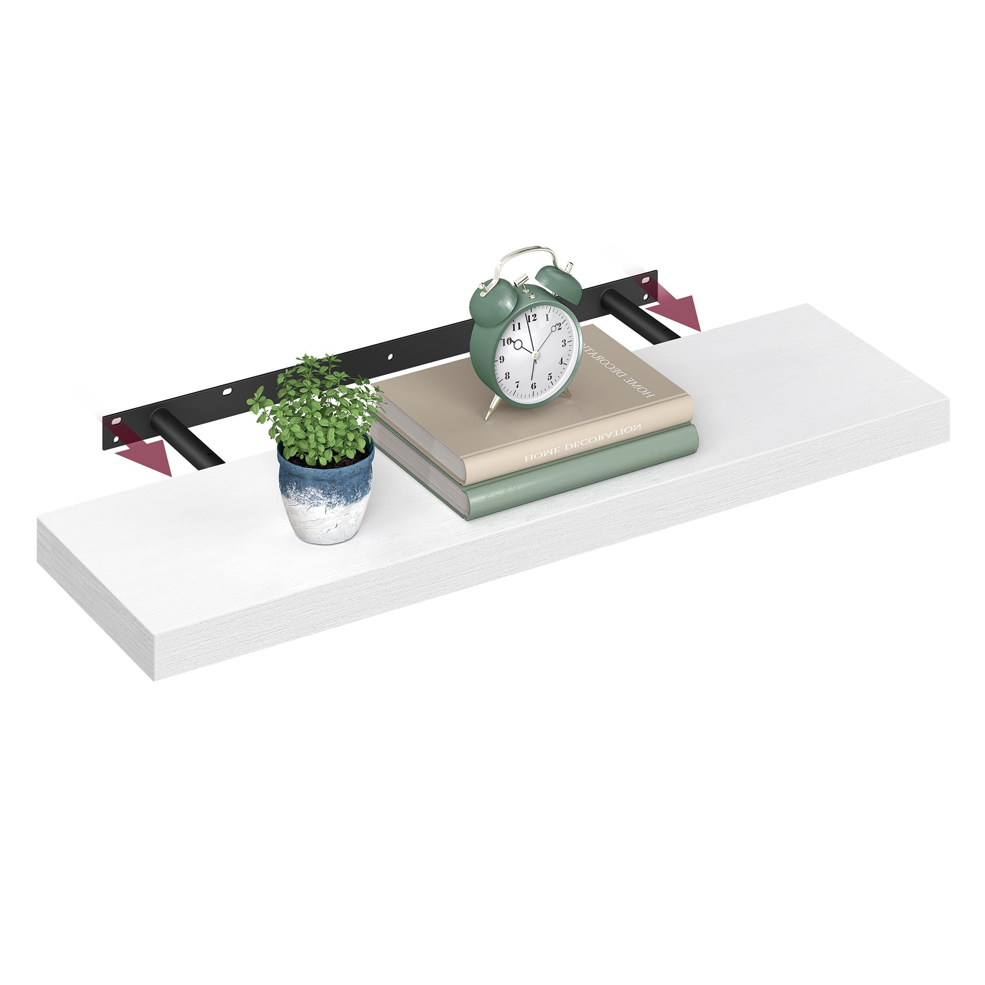 VASAGLE Floating Wall Shelf - Snow White Wood Grain | 80 cm Width | 10 kg Load Capacity 1