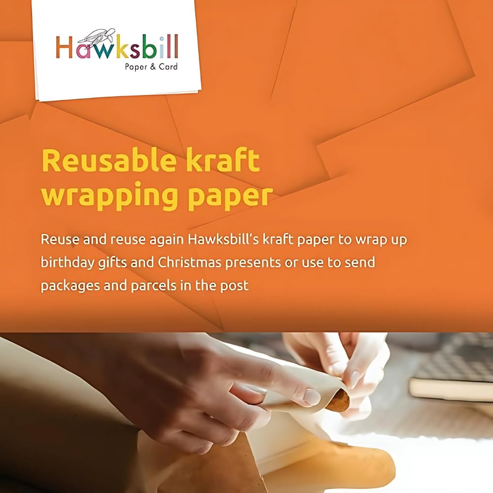 Hawksbill Kraft Paper Roll - 80 GSM Recyclable Brown Paper for Crafts & Packaging | 500mm x 50m 7