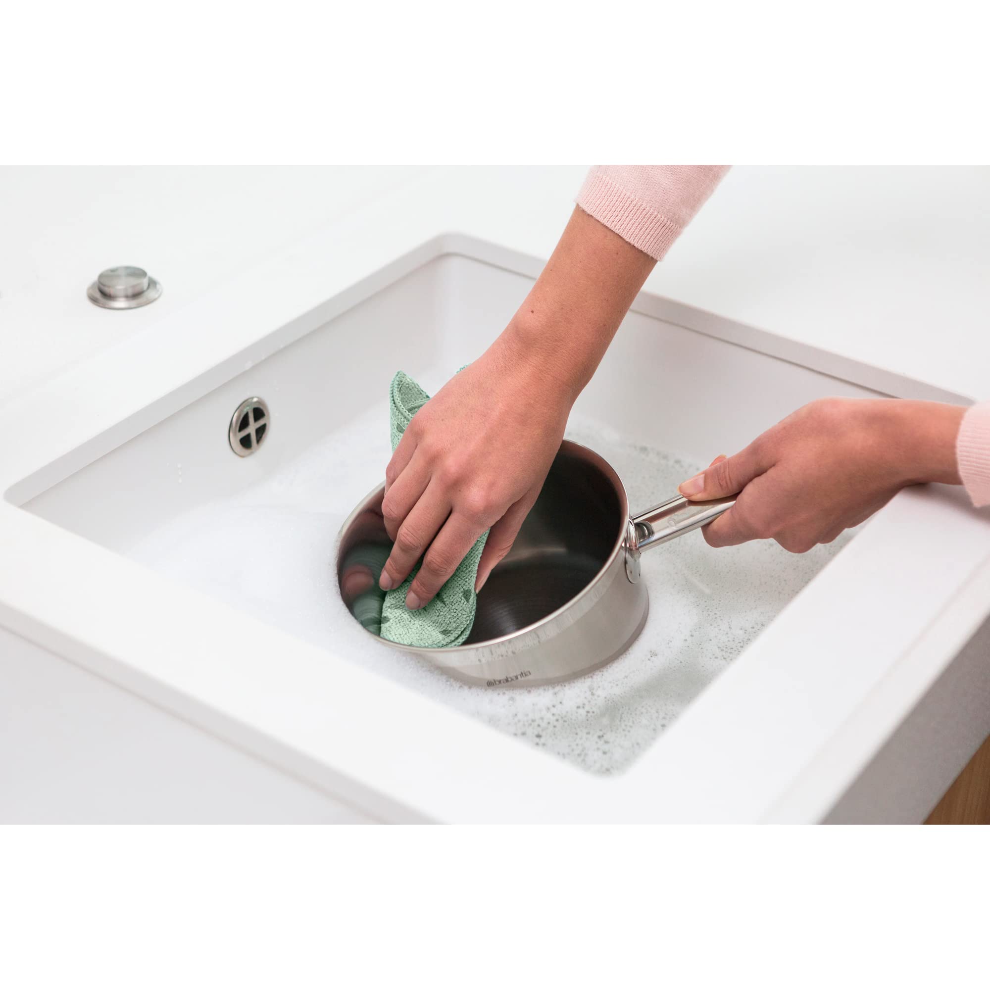 Brabantia Sinkside Microfibre Dish Cloths - 2 Pack, 30x30 cm, Jade Green | Machine Washable 2