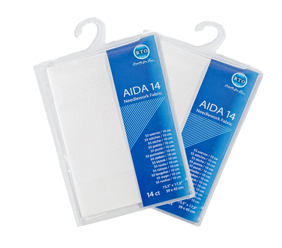 Mouldmaster Aida 14 Count White Fabric Precuts | 100% Cotton | 39cm x 45cm Pack of Two 1