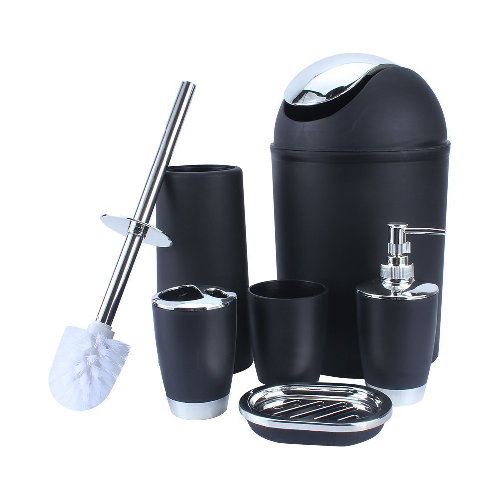 SHINE 6-Piece Bathroom Accessory Set - Matte Black Finish | 4L Waste Bin 2