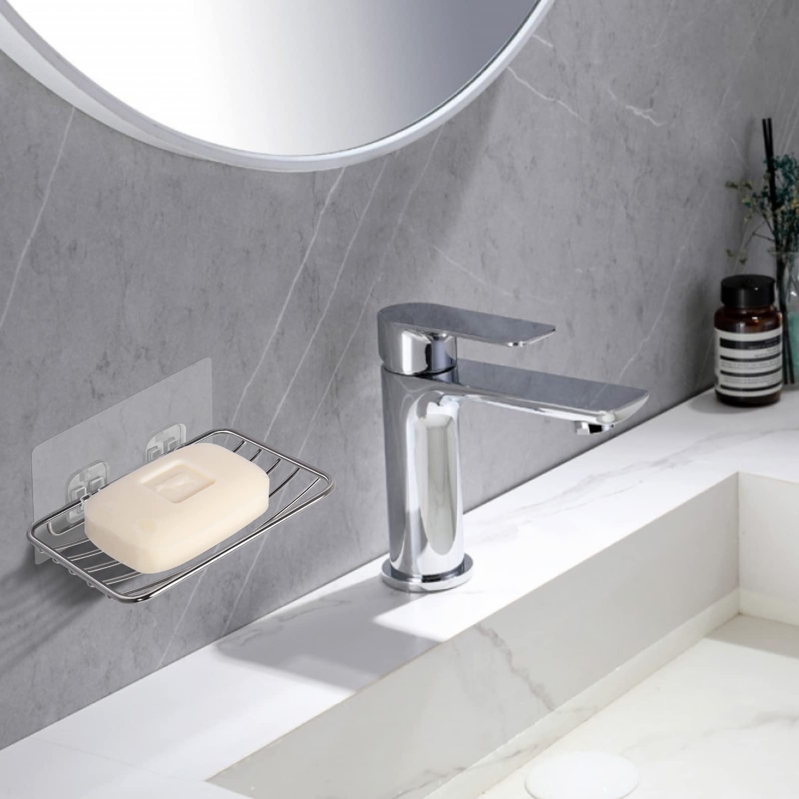 Uten Stainless Steel Soap Dish Holder - Adhesive Mount | Rustproof | 130x90x25mm 4