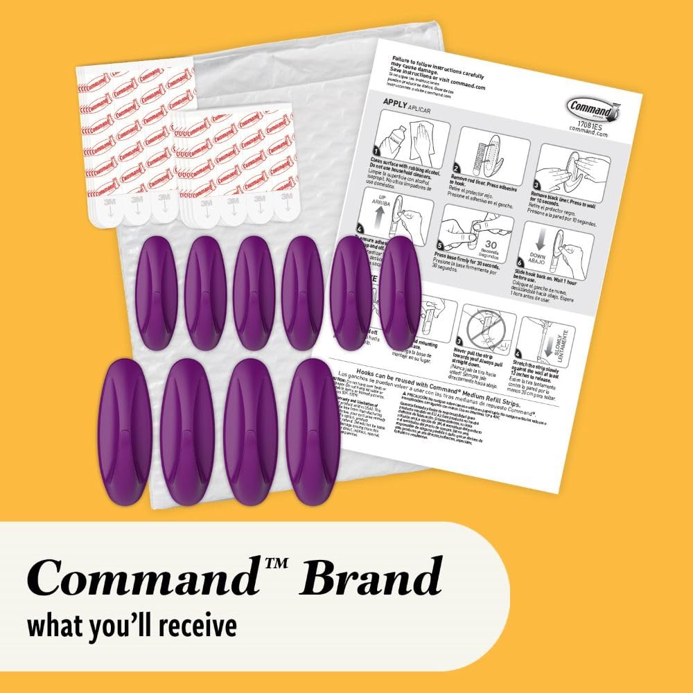 Command Designer Adhesive Hooks - Limited Edition Candied Plum | Holds 1.3 kg | Tool-Free 8