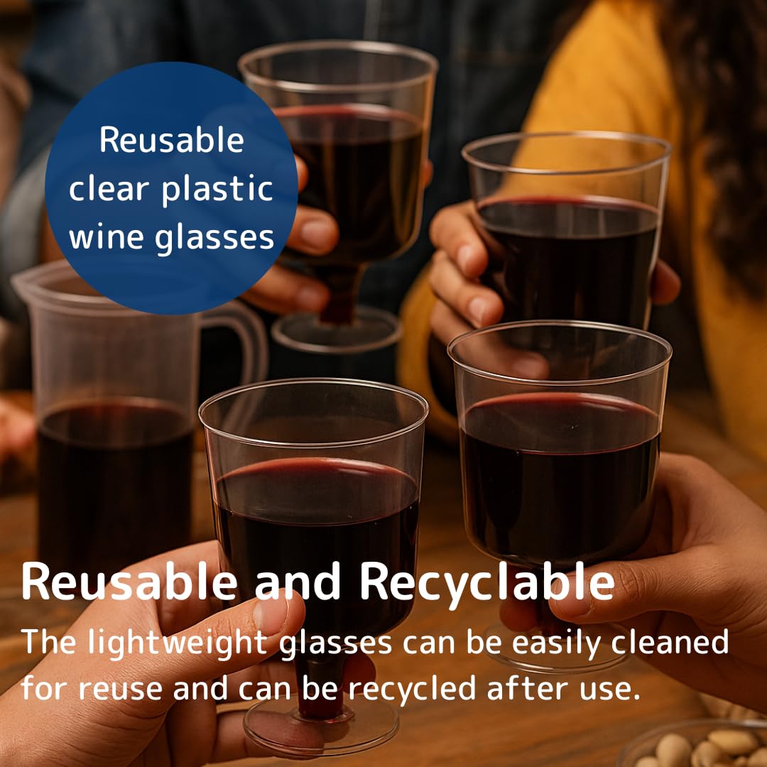 ABENA Gastro Plastic Wine Glasses - 7oz Clear Disposable Flutes | Reusable Polystyrene | Pack of 10 4