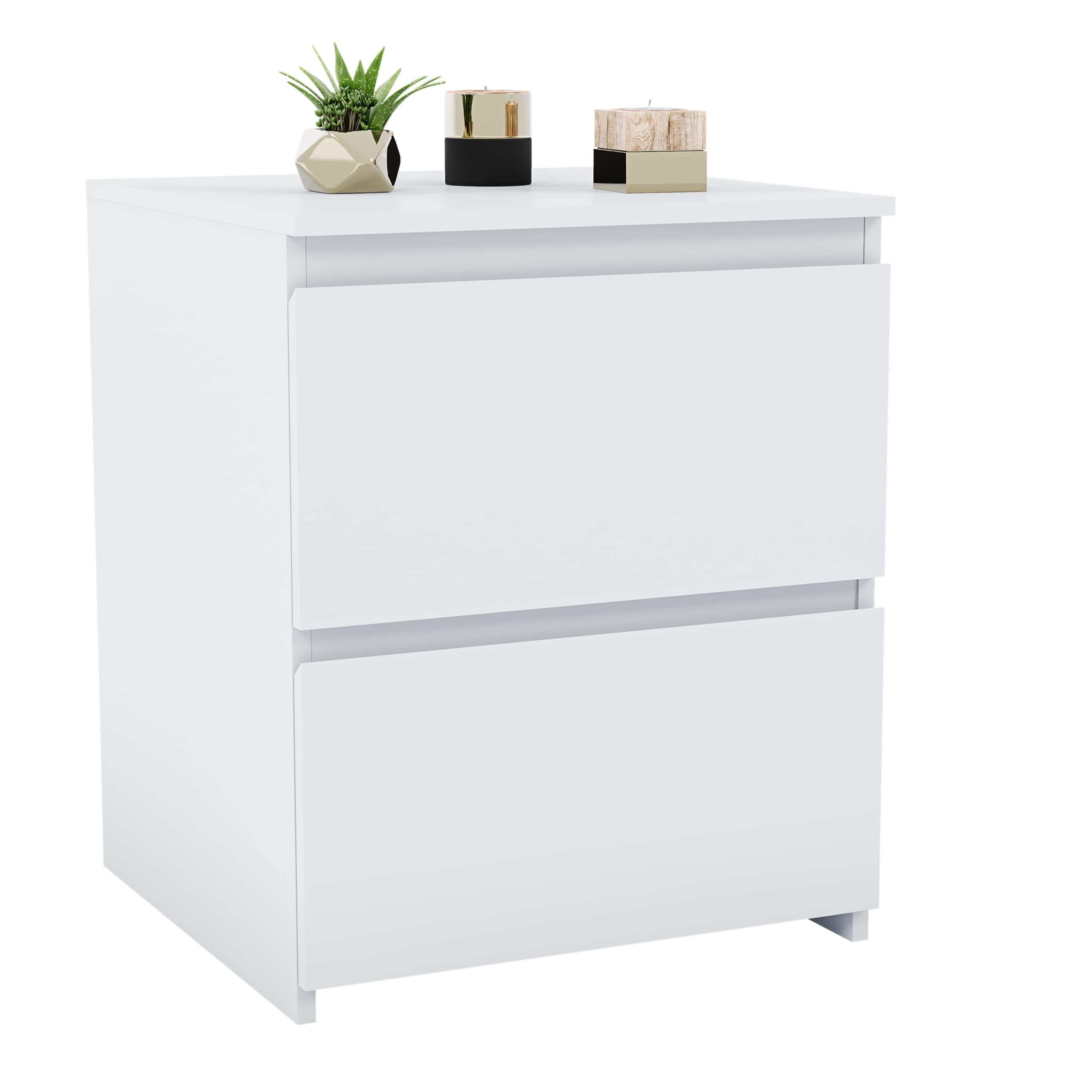Vida Designs Denver 2 Drawer Large Bedside Cabinet | White Metal Finish | H48 x W39.5 x D39.5 cm 8
