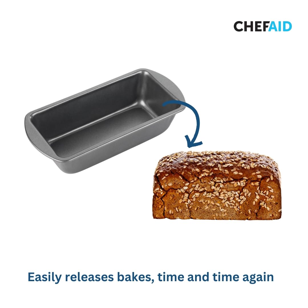 Chef Aid Non-Stick Loaf Pans - Set of 2 Carbon Steel Tins | 1lb (454g) Capacity 4