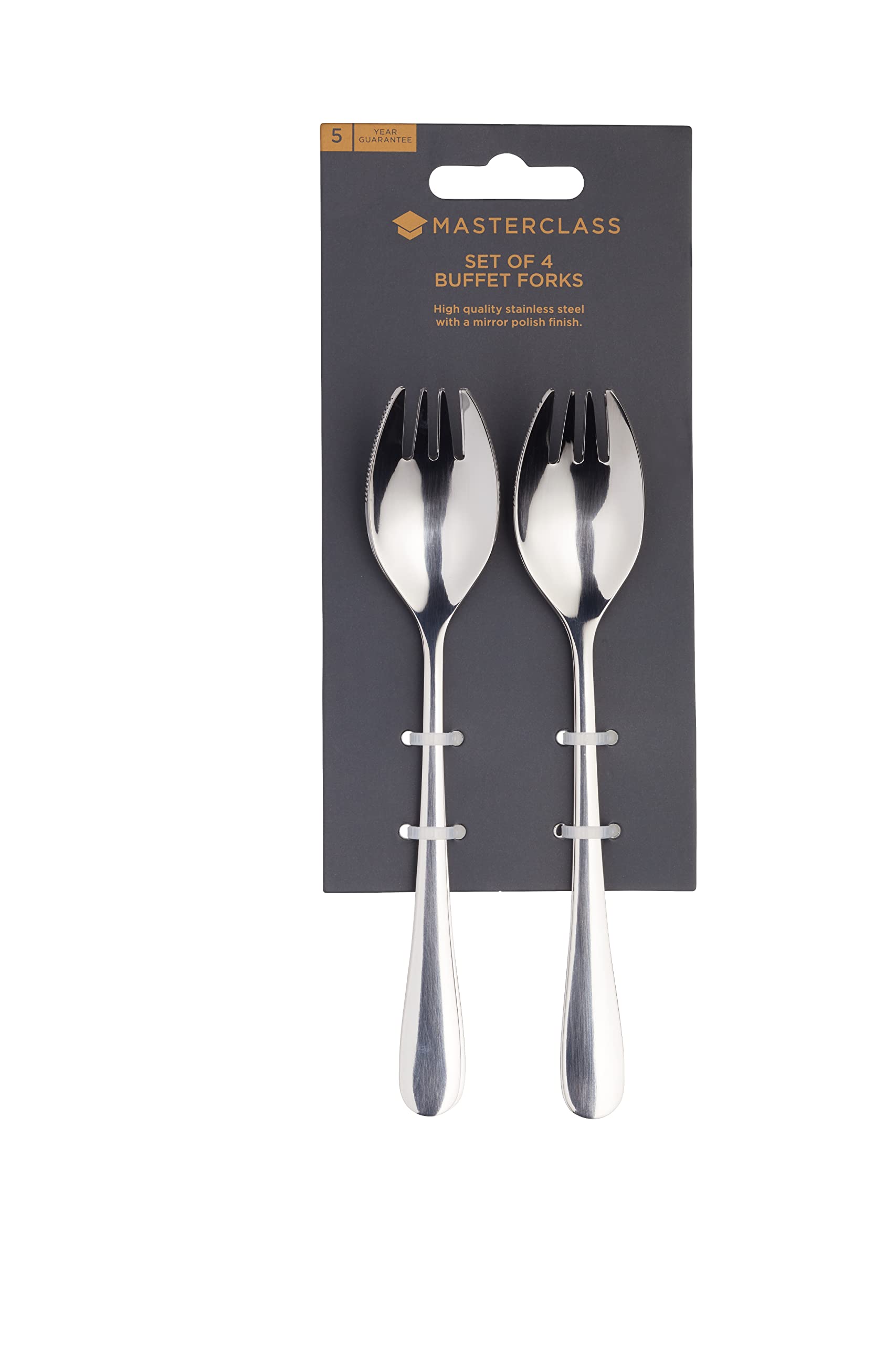 MasterClass MCBUFFETF Stainless Steel Buffet Fork Set - 4 Piece, Silver, Ergonomic Handle 3