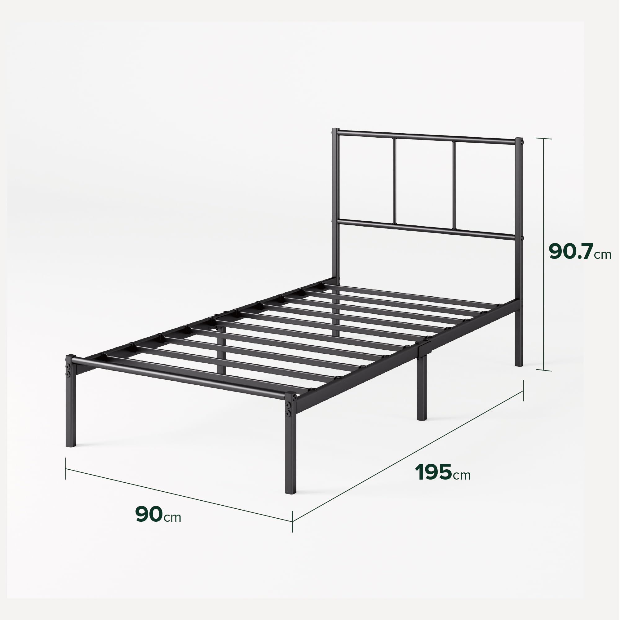 Zinus Justin Single Bed Frame with Headboard | 90 x 190 cm | 14'' Underbed Storage 2