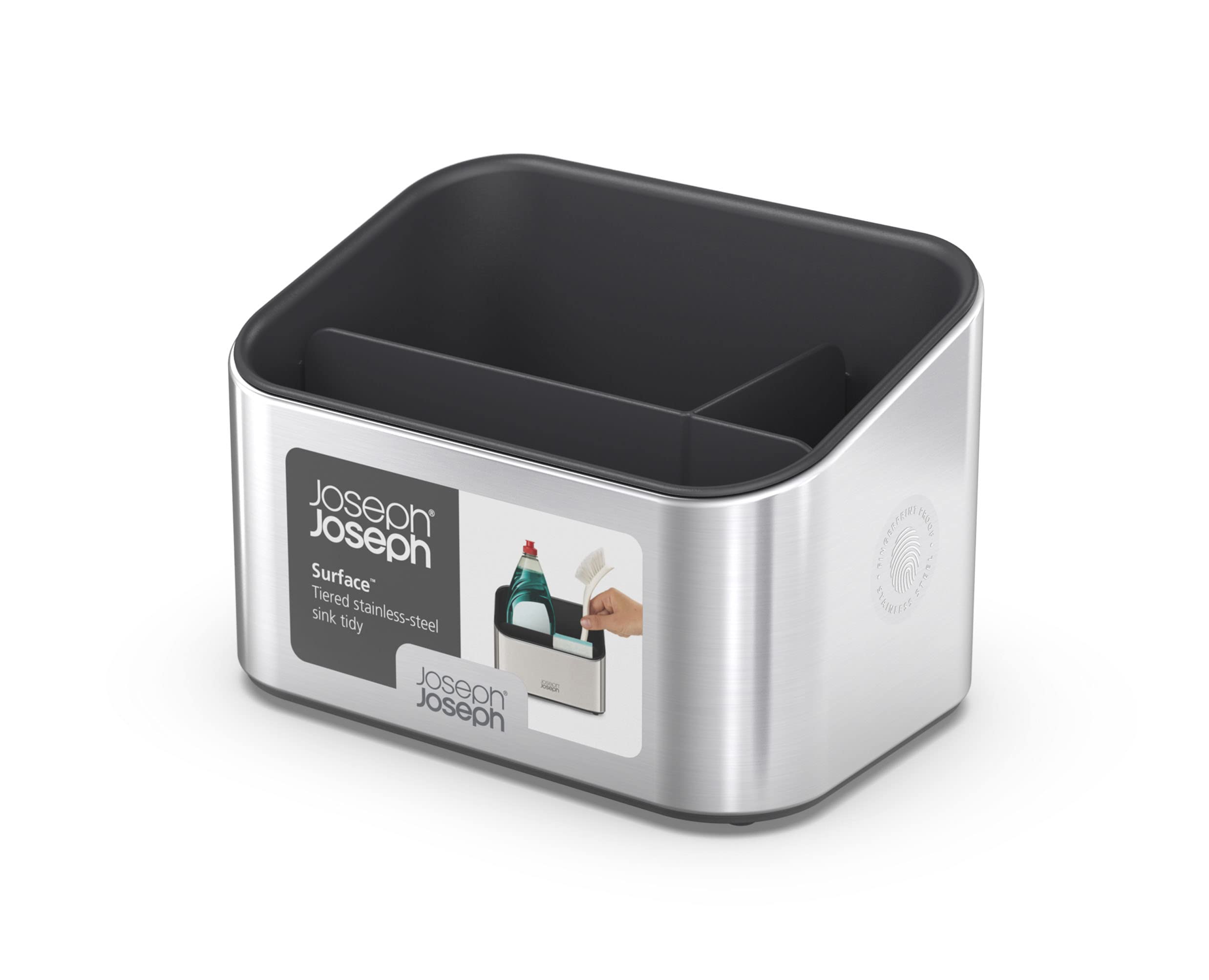 Joseph Joseph Surface Tiered Sink Tidy Caddy - Stainless Steel Organiser | Grey | Rust Resistant 6