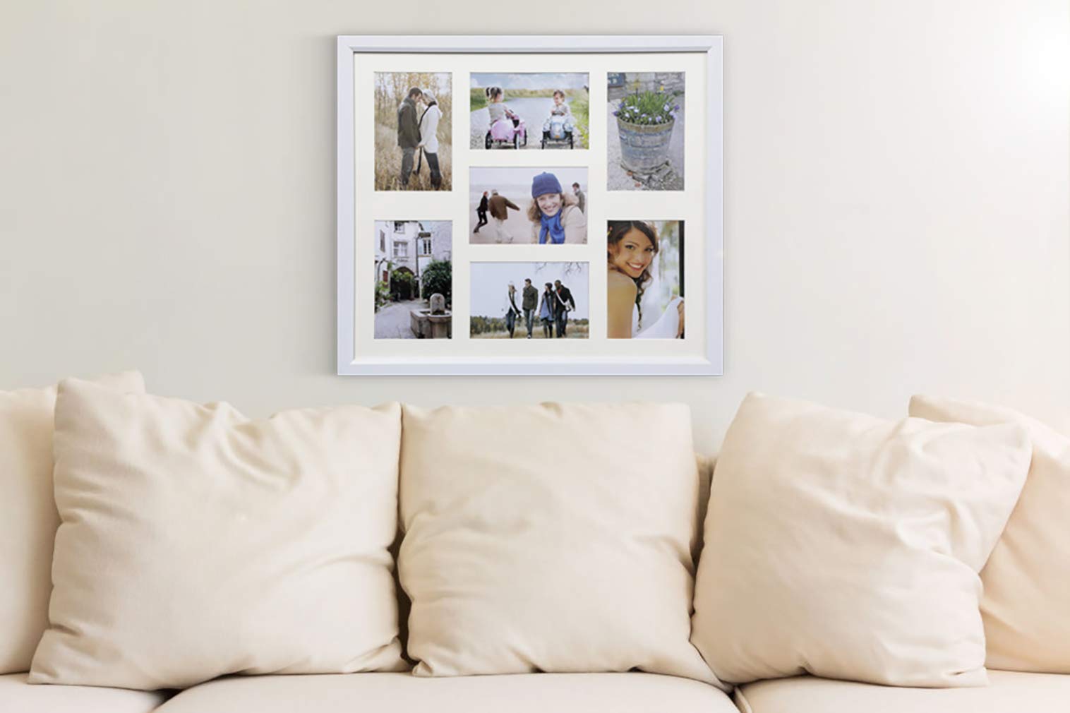 ARPAN MDF Multi Aperture Collage Frame for 7 Photos: 4 x 6"x4" and 3 x 4"x6" | White