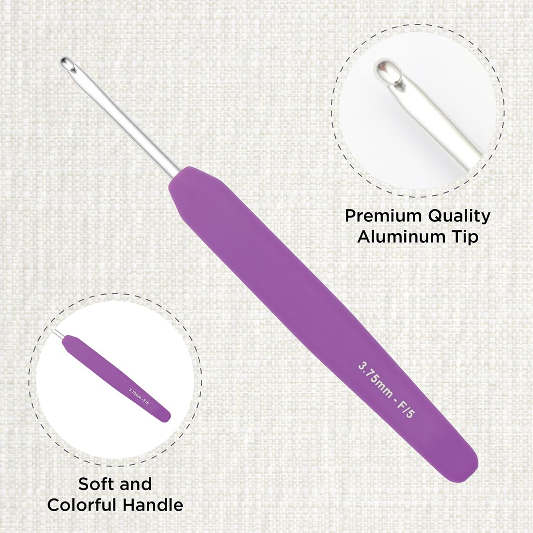 KNITPRO Waves Crochet Hook - 3.75mm | Ergonomic Rubber Handle | Lightweight Aluminium 2