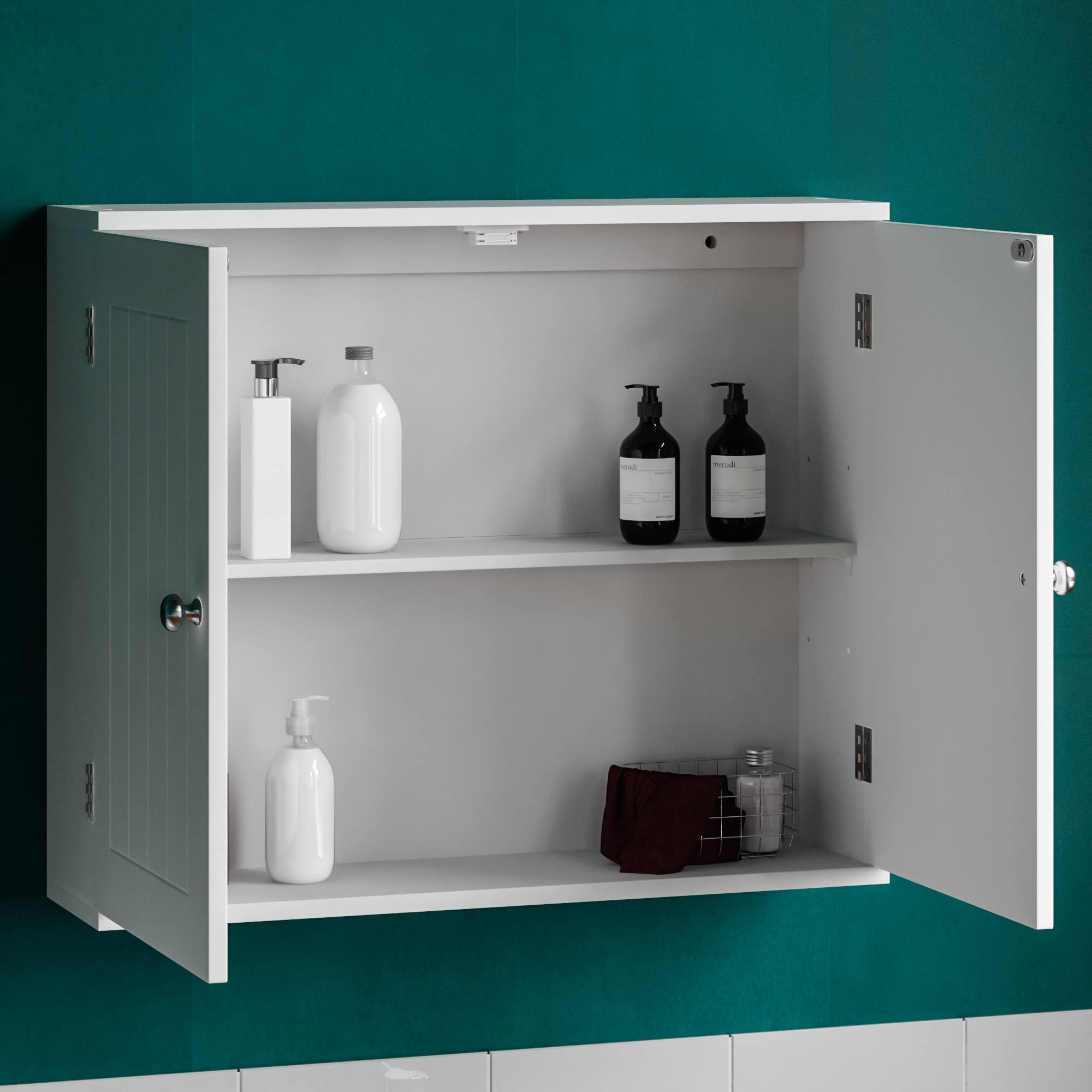 Bath Vida Priano Double Door Wall Mounted Bathroom Cabinet | White | 600x300x500mm 6