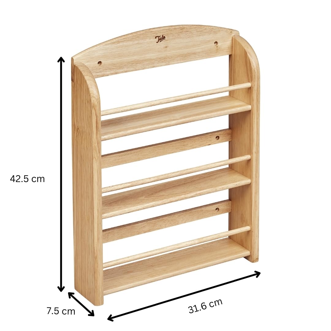 Tala 18-Jar Spice Rack - Hevea Wood Storage | Countertop Organizer | Stain Resistant 5