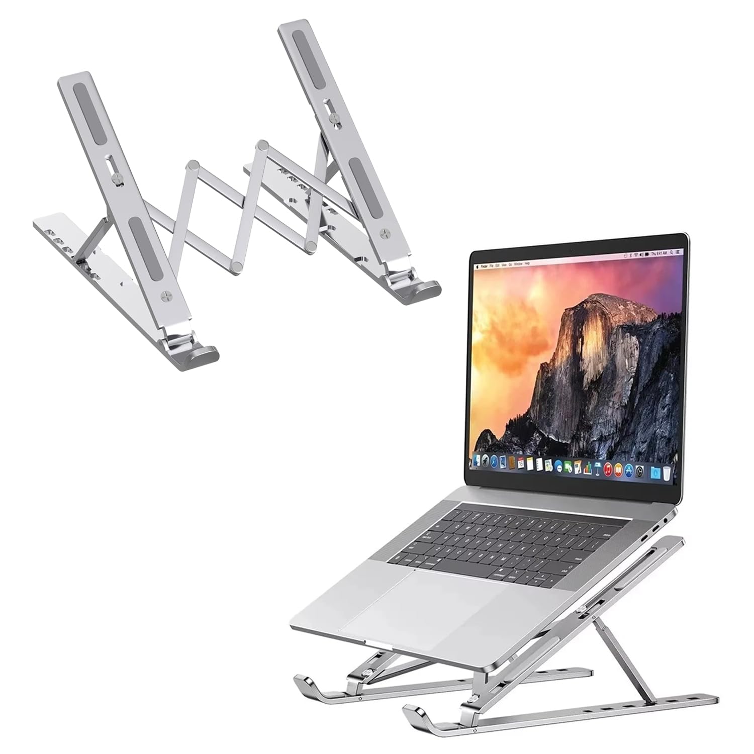 Roe Tenpo Laptop Stand for Desk - 6 Levels Height Adjustable Riser | Aluminum Alloy | Foldable 1