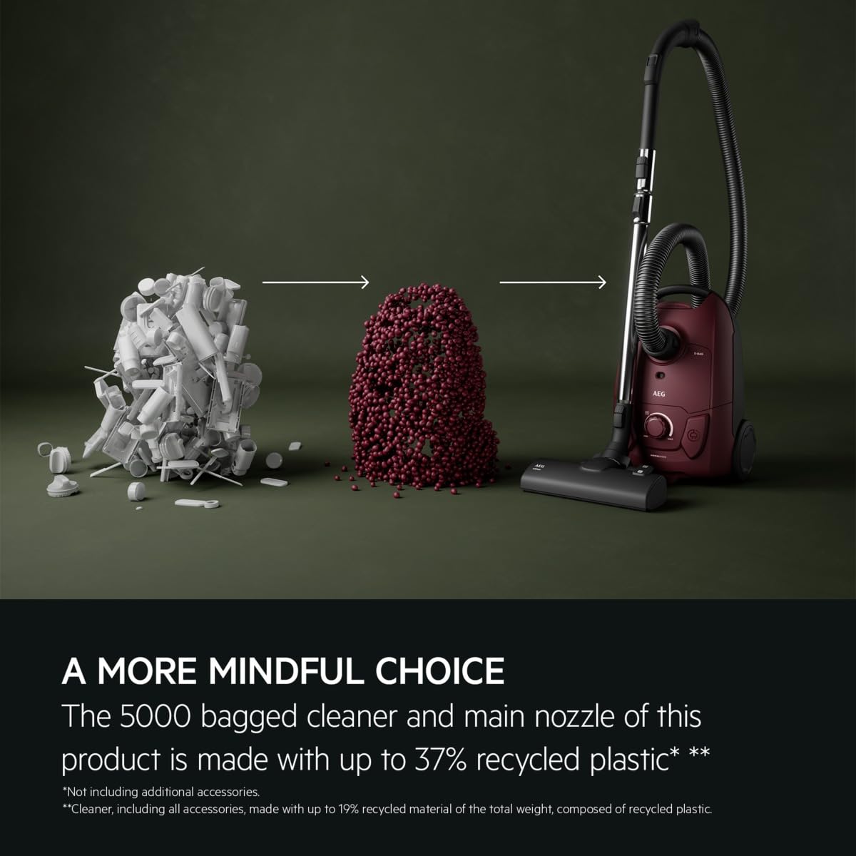 AEG 5000 Series AB51C2DR Bagged Cylinder Vacuum Cleaner | 1492W | 3L Capacity | Dark Red 3