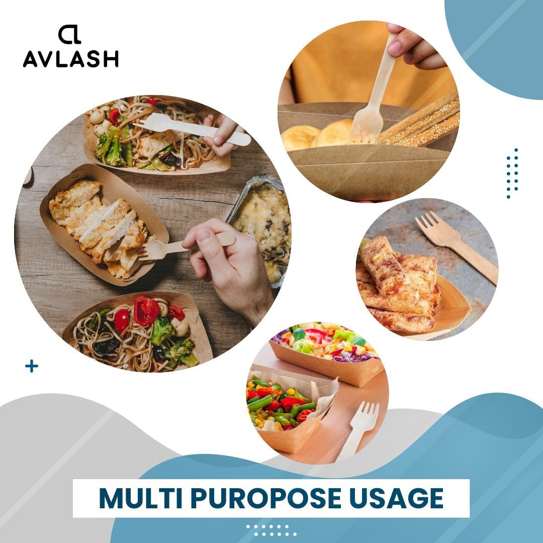 AVLASH Biodegradable Wooden Forks - 100 Pack, Plastic Free, 6.25 Inch | Birchwood Cutlery 6