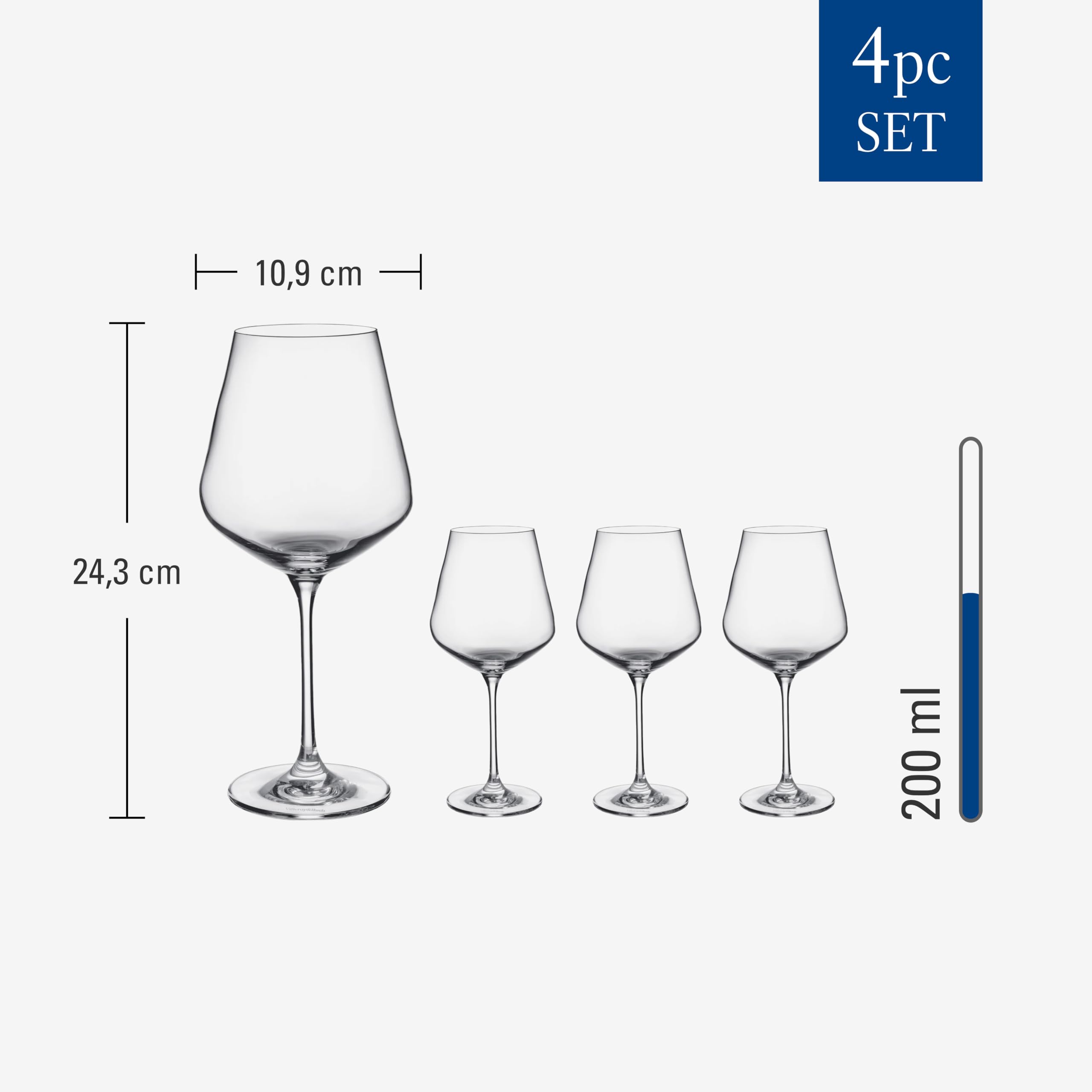 Villeroy & Boch La Divina Burgundy Wine Glass Set - 680 ml Capacity, 4 Pieces, Crystal Glass 3