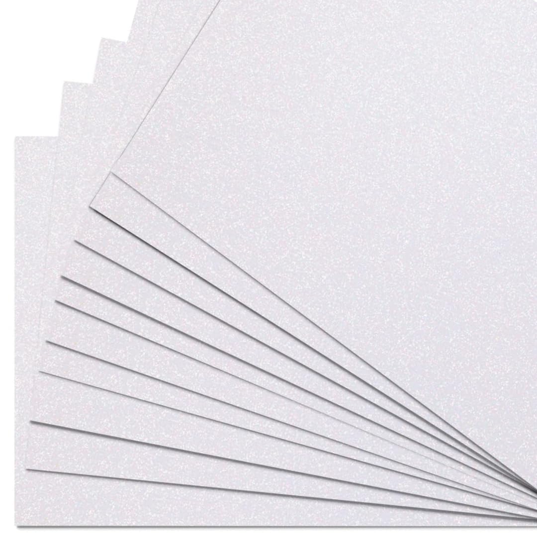 Springboard Supplies A4 White Glitter Card Sheets - 10 Pack 290gsm Non-Shed for Card Making 1