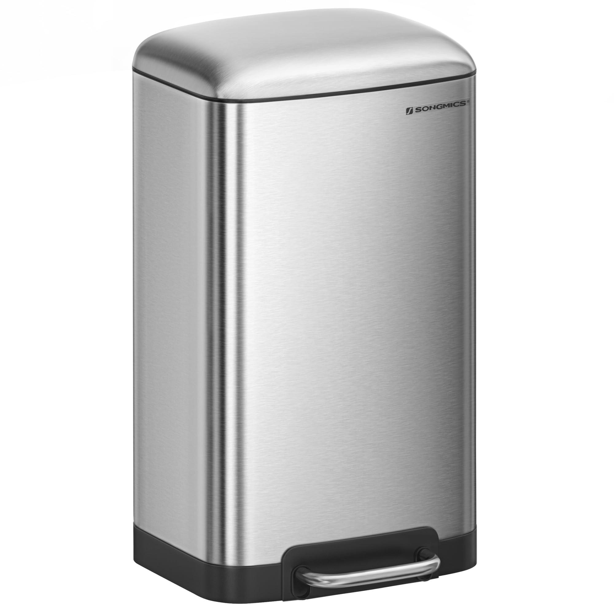 SONGMICS Kitchen Bin - 30L Capacity, Steel Pedal Bin with Soft Close Lid | Silver | LTB01L 1
